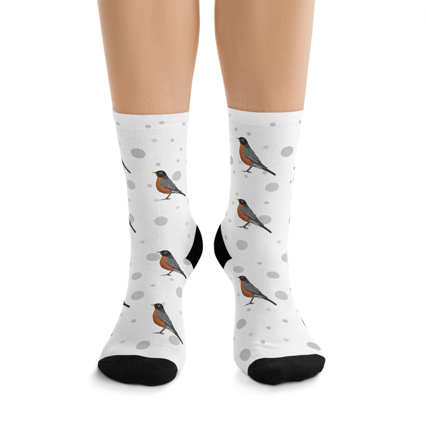 American Robin Socks White Bird Socks for Bird Lovers One Size