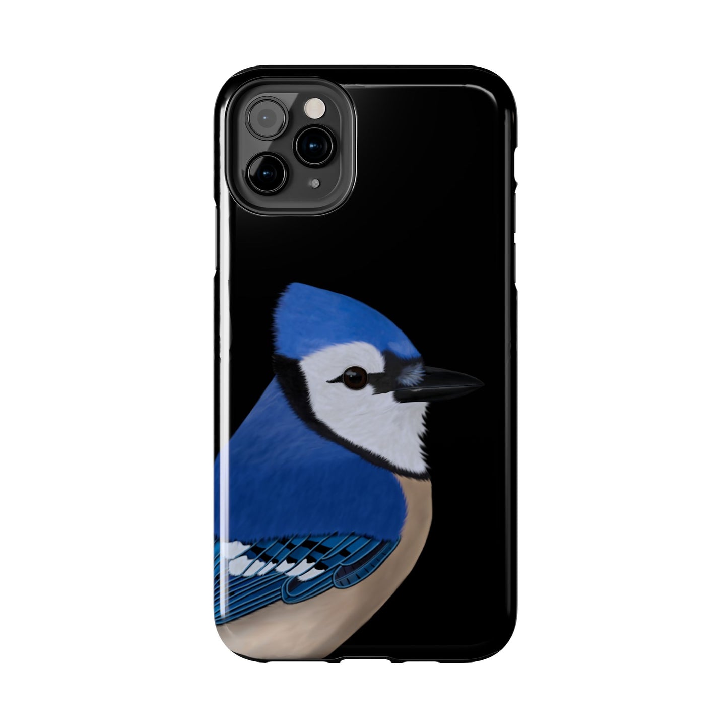 Blue Jay Bird Art Tough Phone Case Black