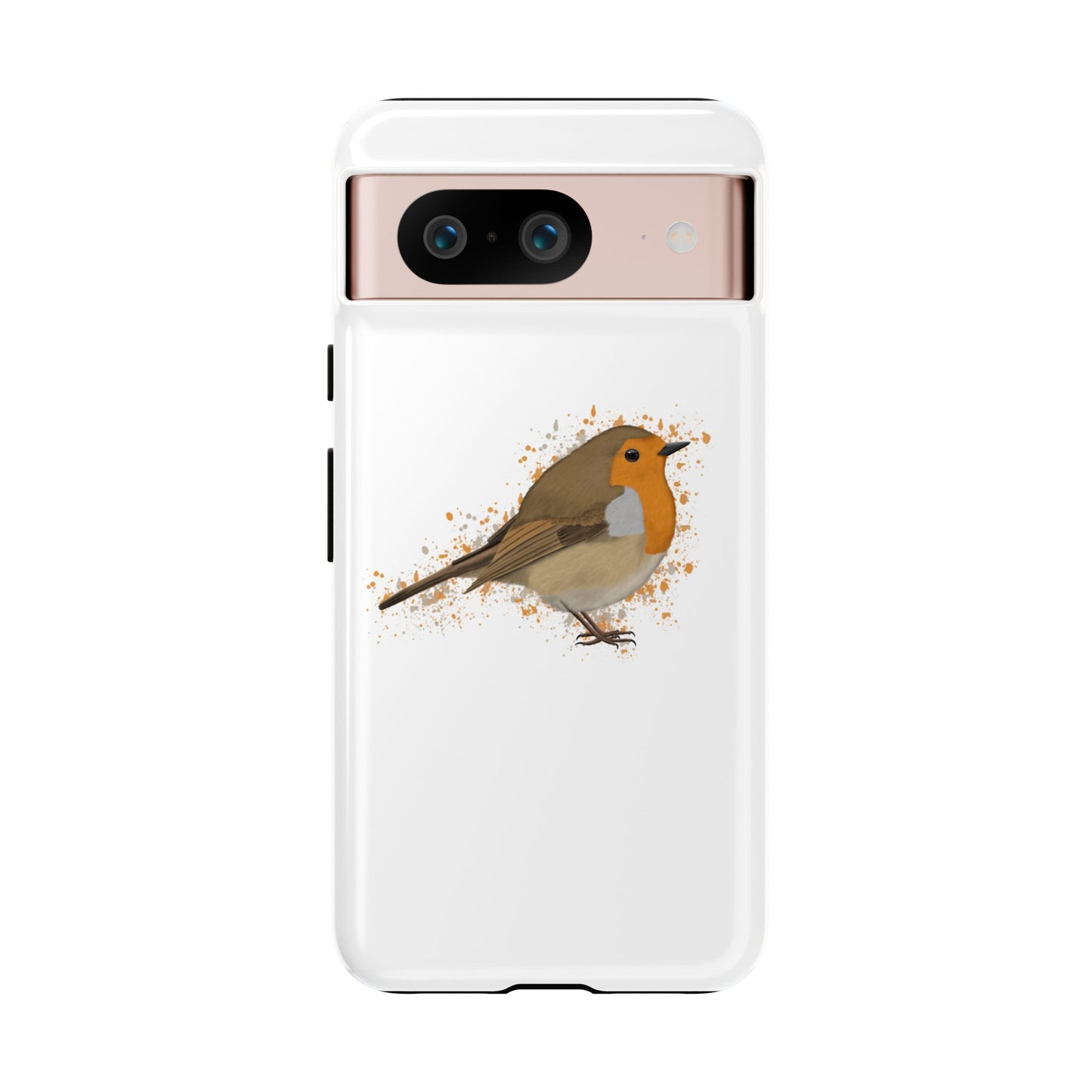 Rotkehlchen Vogel iPhone & Google Pixel Vogelmotiv Handyhülle Weiß