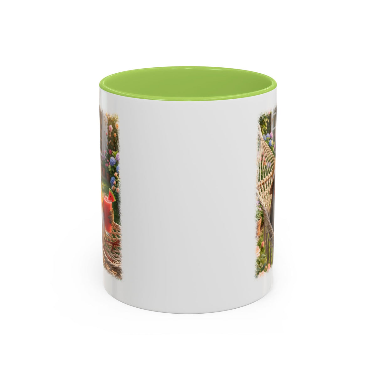 Tasse mit Rotkehlchen Motiv Rosi in der Hängematte für Vogelfreunde