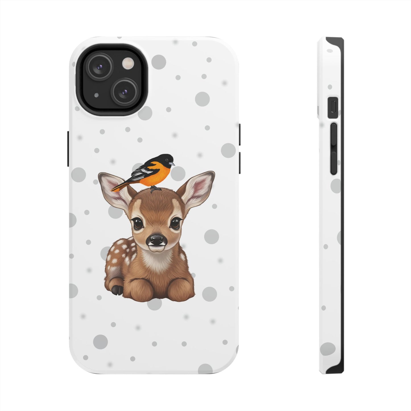 Cute Fawn with a Oriole Animal iPhone Case - Dual-Layer PC/TPU Protective Cover for iPhone