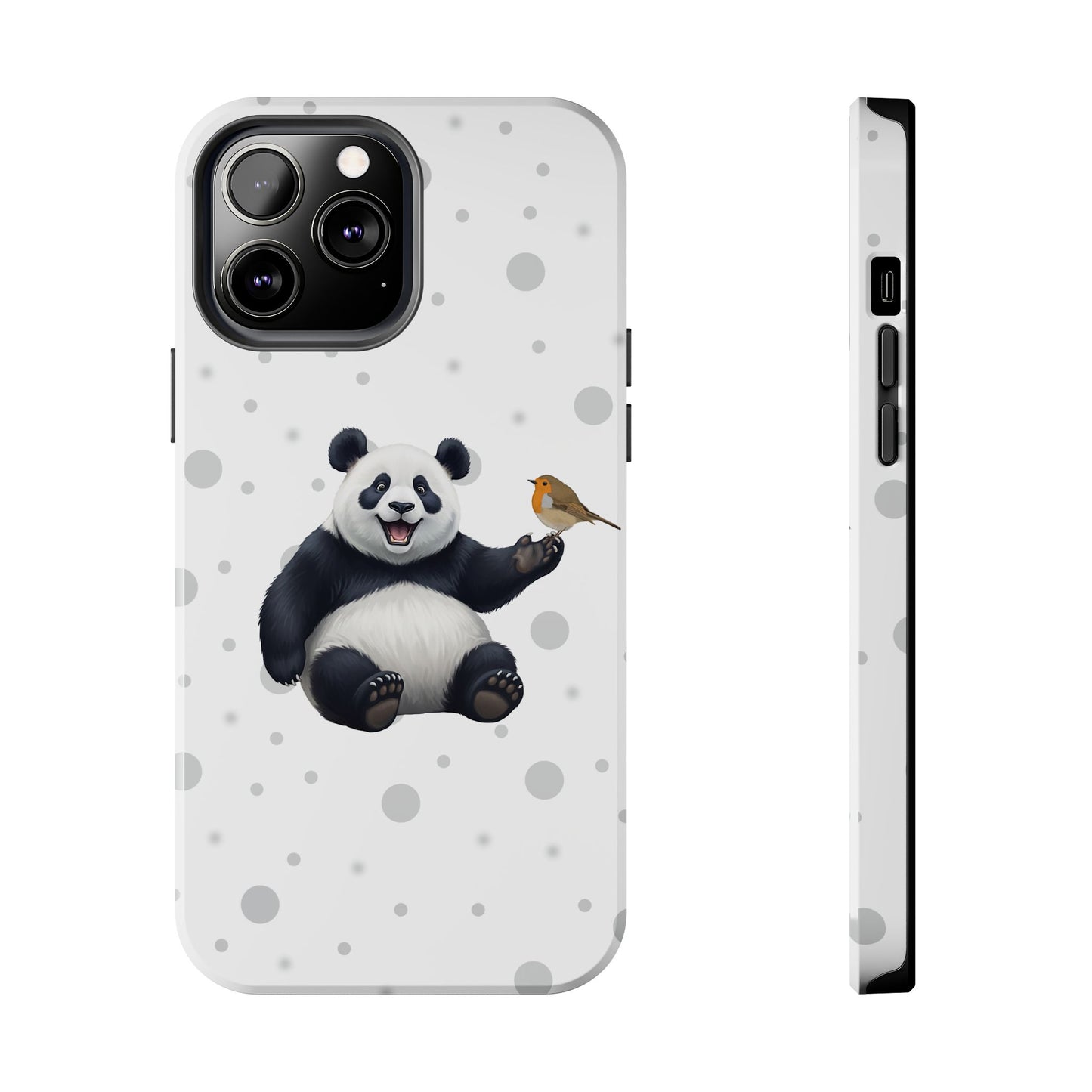 Cute Panda Bear with European Robin Animal iPhone Case - Dual-Layer PC/TPU Protective Cover for iPhone