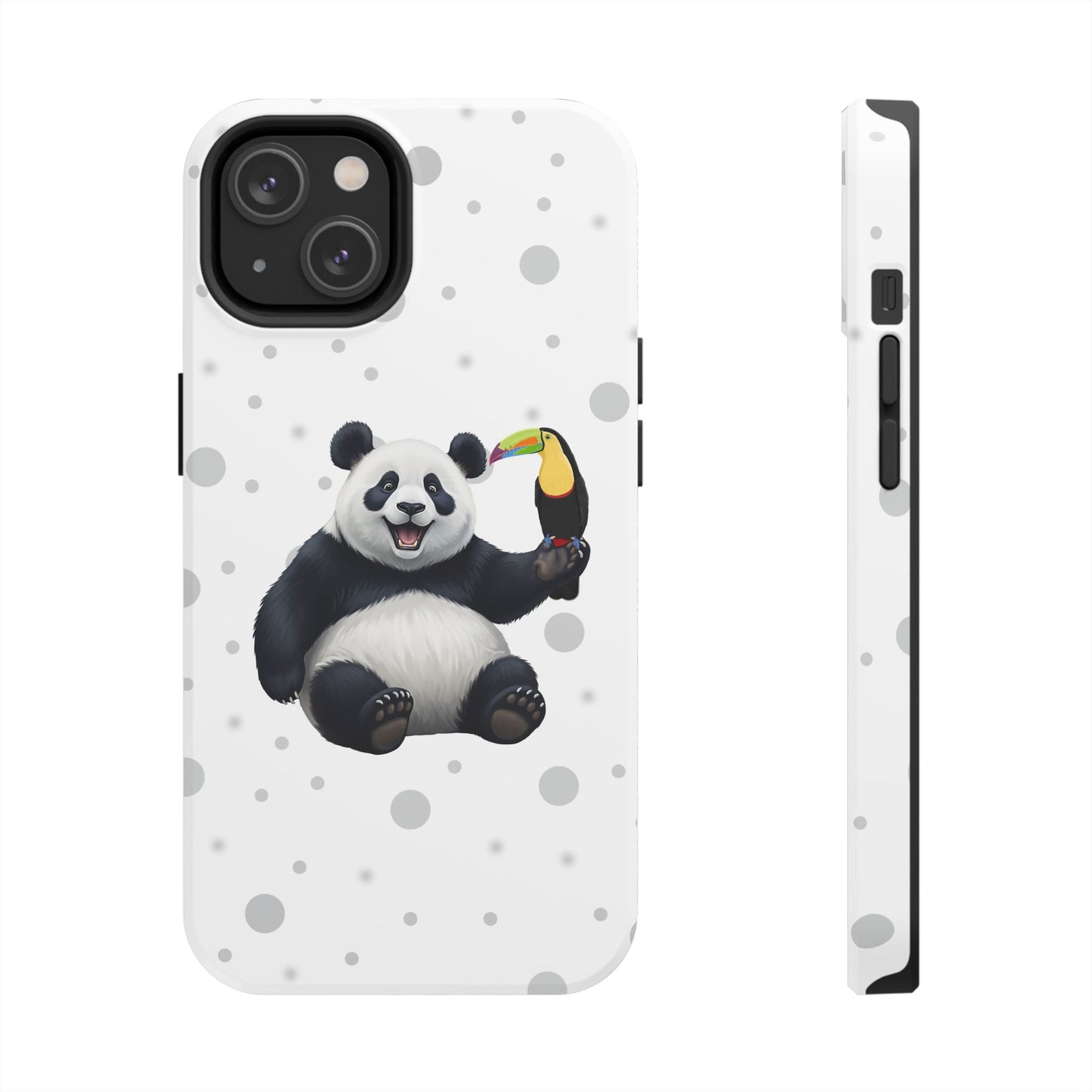Cute Panda Bear with a Toucan Animal iPhone Case - Dual-Layer PC/TPU Protective Cover for iPhone