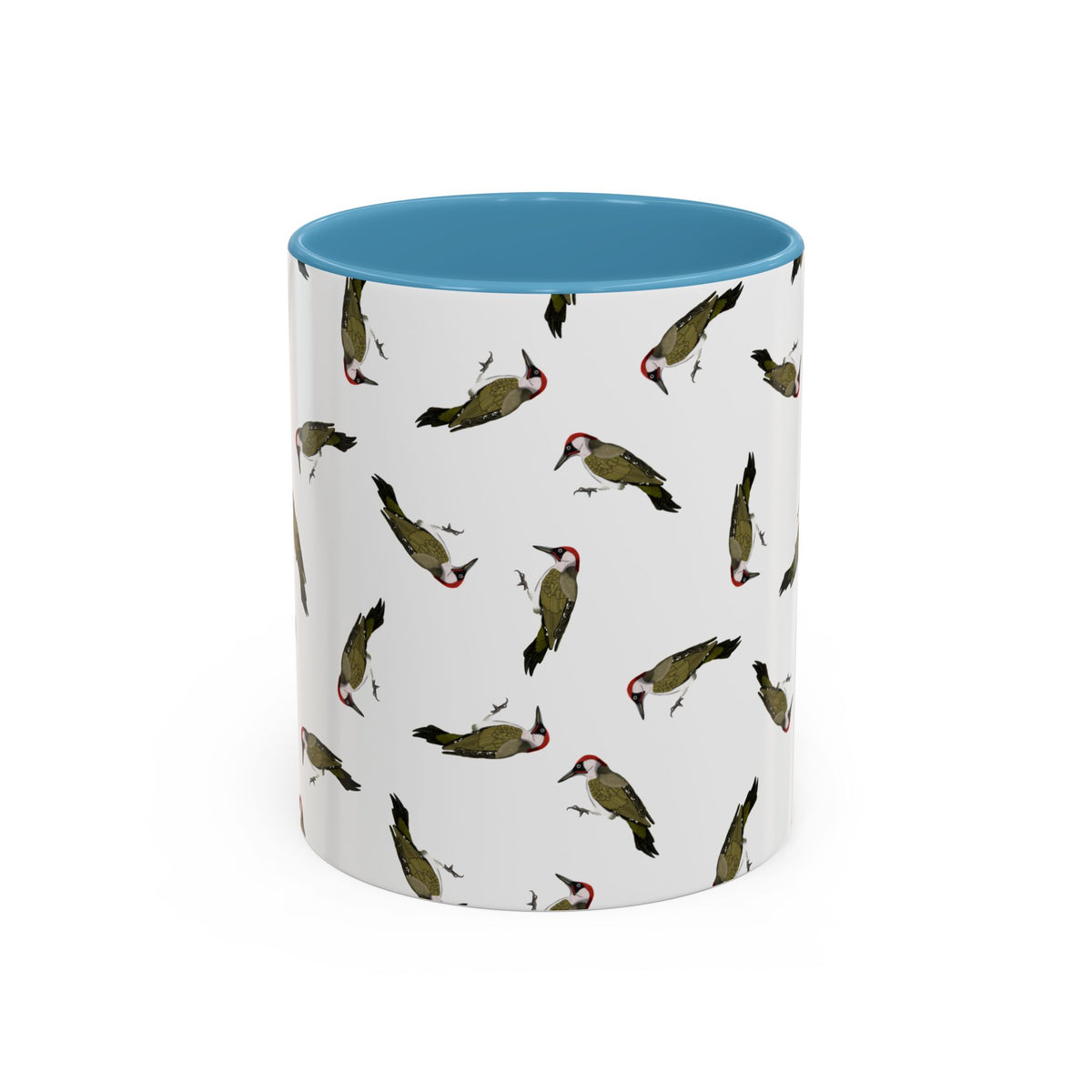 Grünspecht Tasse mit Streumuster | Vogelmotiv Kaffeebecher für Vogelbeobachter & Naturfreunde on Accent Coffee Mug background