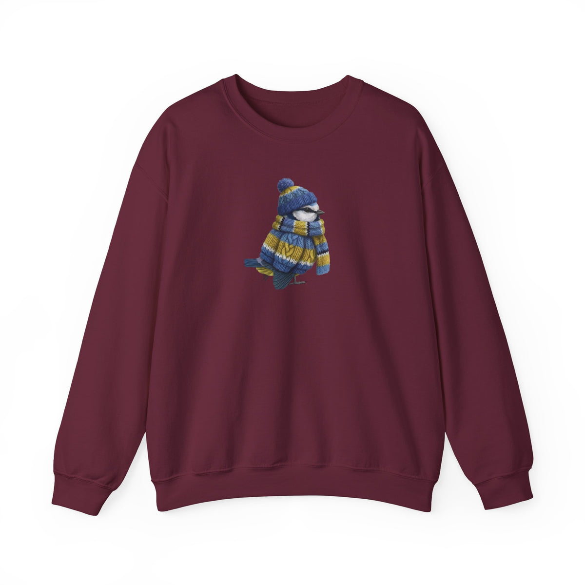 Blue Titmouse Winter Sweatshirt | Bird Watcher Crewneck Unisex Songbirds Wearing Knit Gift for Lovers – Animal Lover