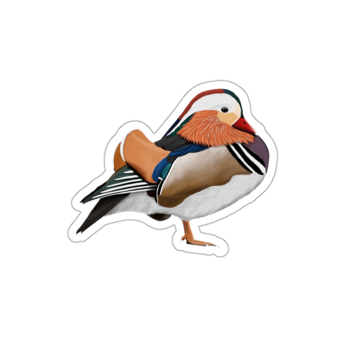 Mandarin Duck Bird Kiss-Cut Sticker - jz.birds