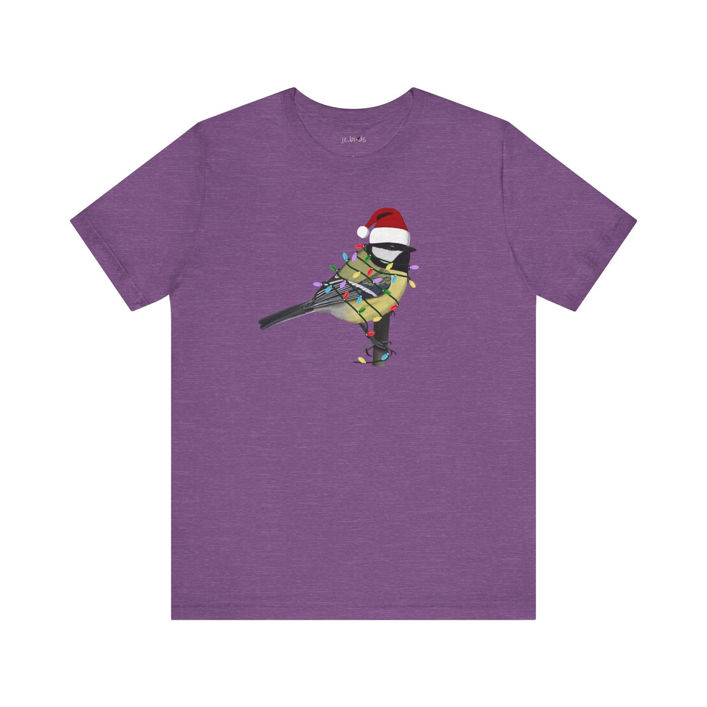 Chickadee with Fairy Lights Christmas Bird T-Shirt –