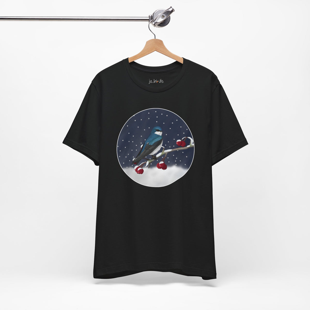 Tree Swallow on a Winter Branch Birdwatcher Christmas Bird T-Shirt