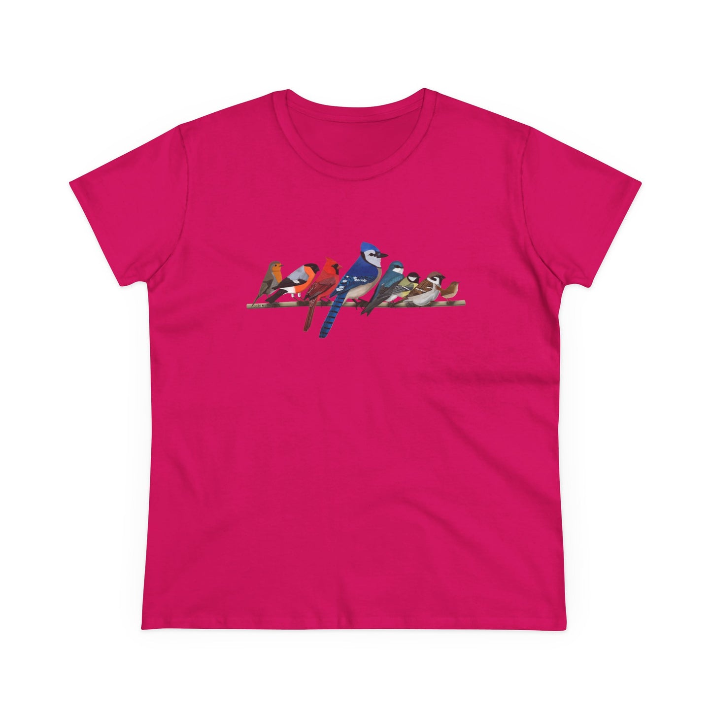 Birds on a Branch Blue Jay Cardinal Bullfinch Bird Design for Birdwatchers and Bird Lovers Women's T-Shirt