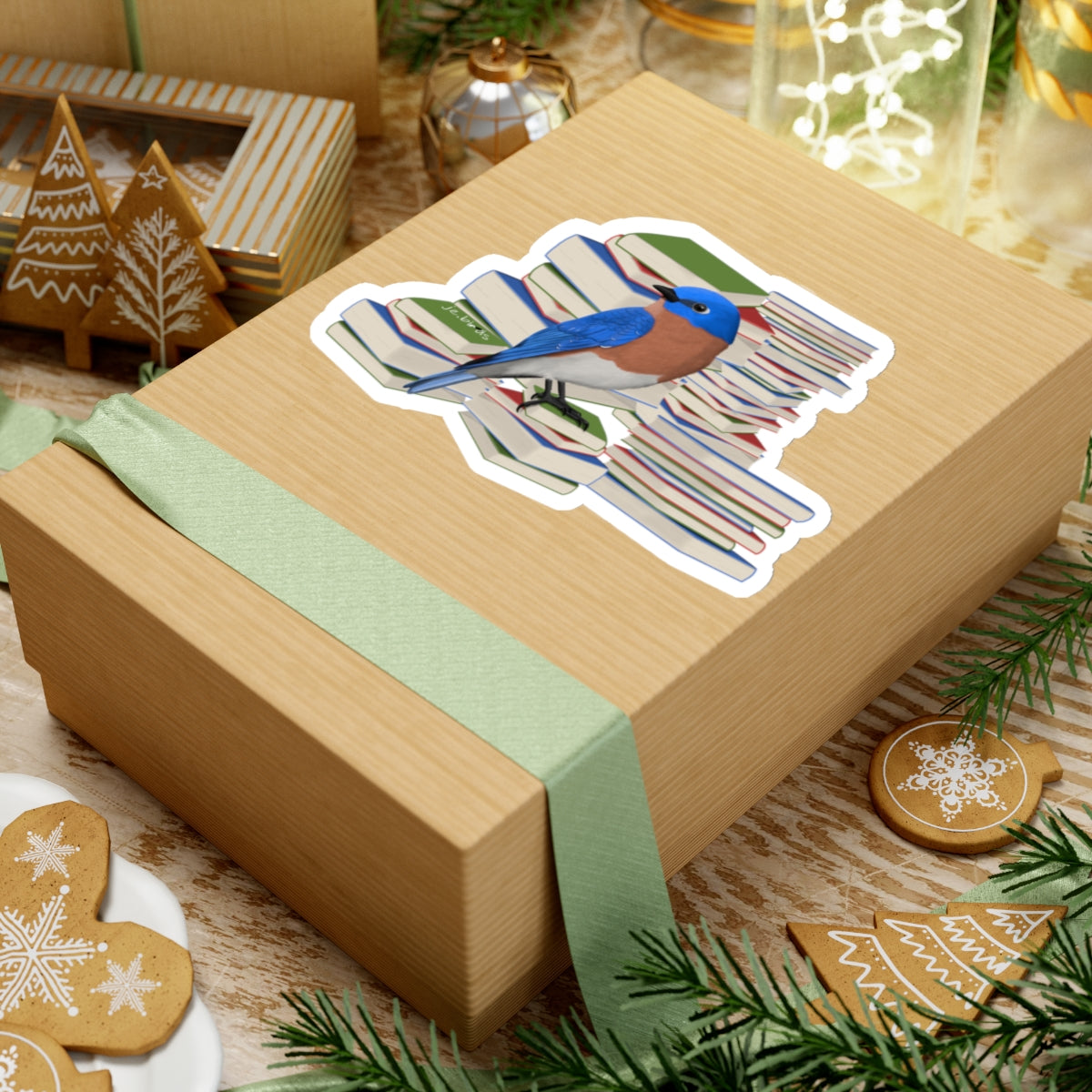 Bluebird Bird and Books Birdlover Bookworm Sticker