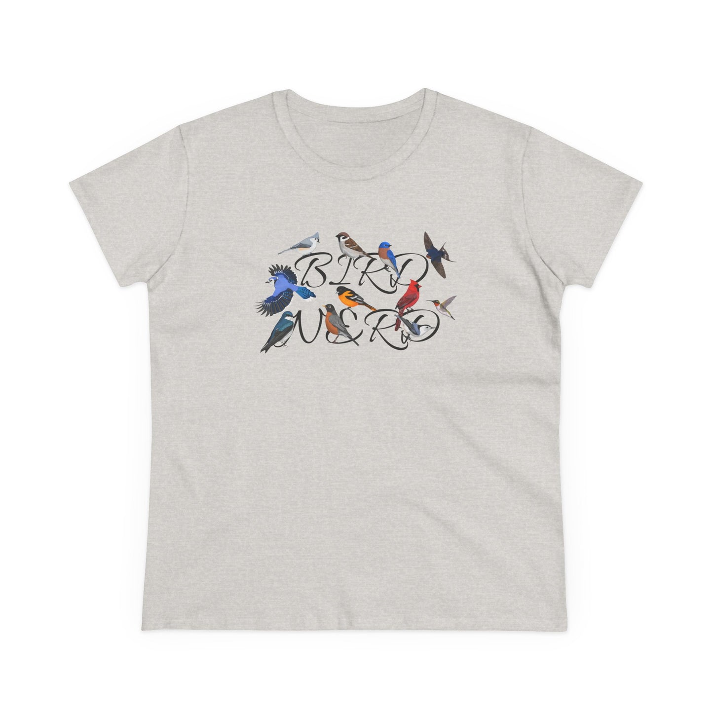 Bird Nerd Blue Jay Cardinal Bluebird Bird Design for Birdwatchers and Bird Lovers Women's T-Shirt