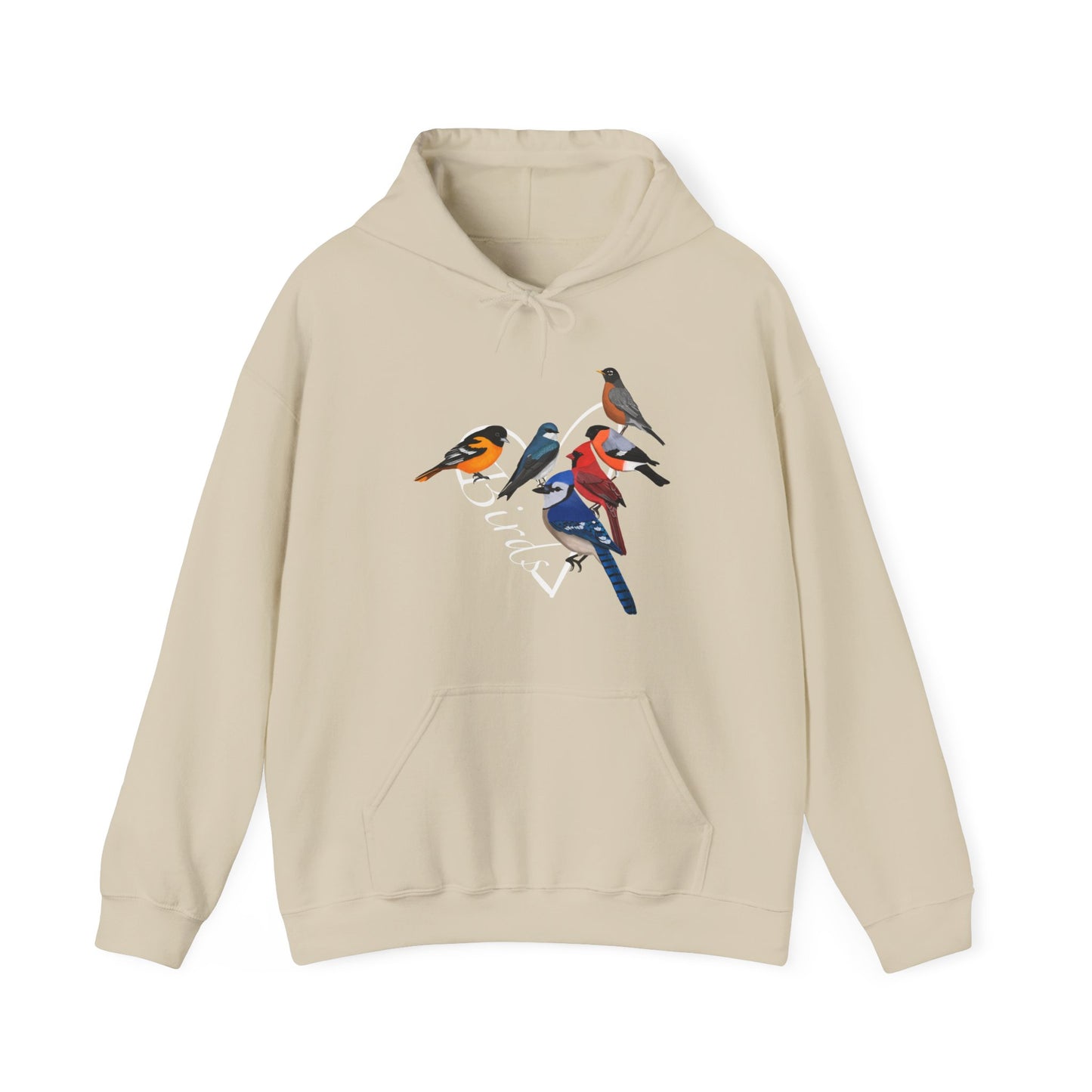 Backyard Birds Cardinal Robin Blue Jay Oriole Heart Bird Birdwatching Birdlover Hoodie – DTG,