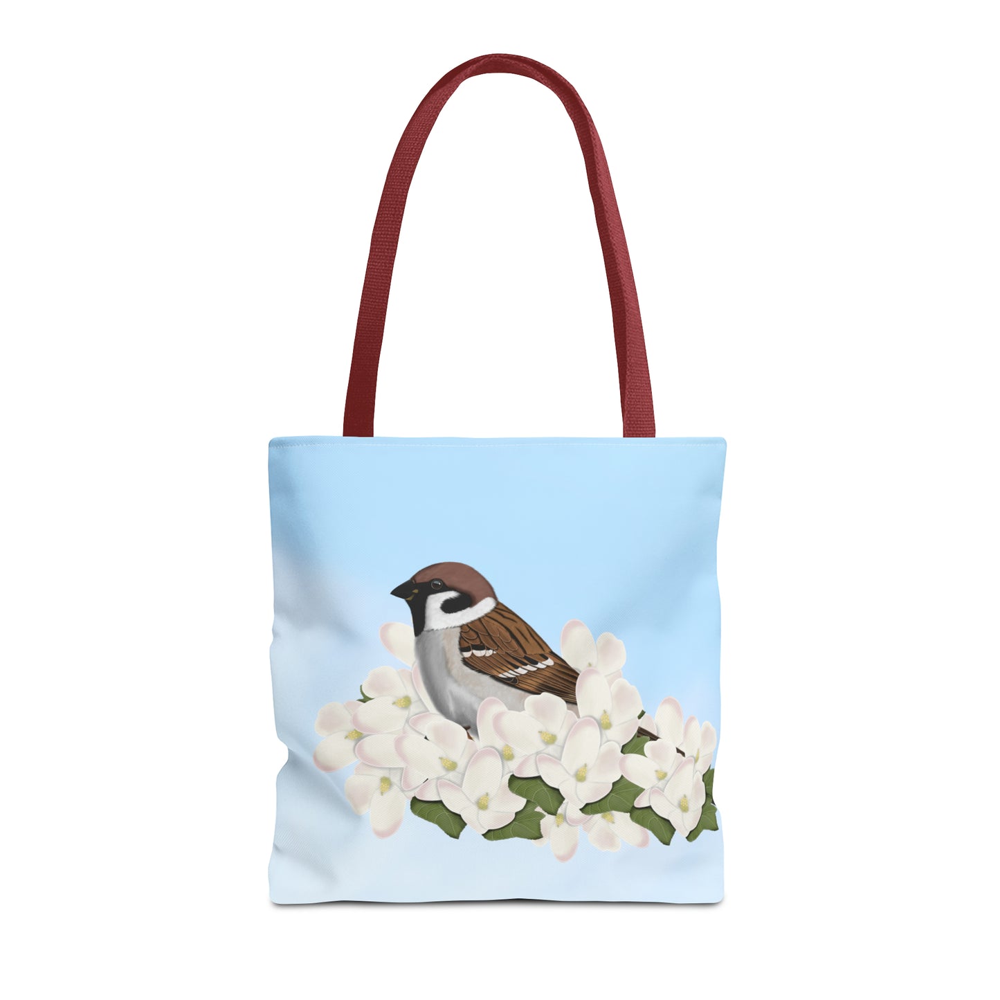 Tree Sparrow in Spring Blossoms Bird Tote Bag 16"x16" - jz.birds