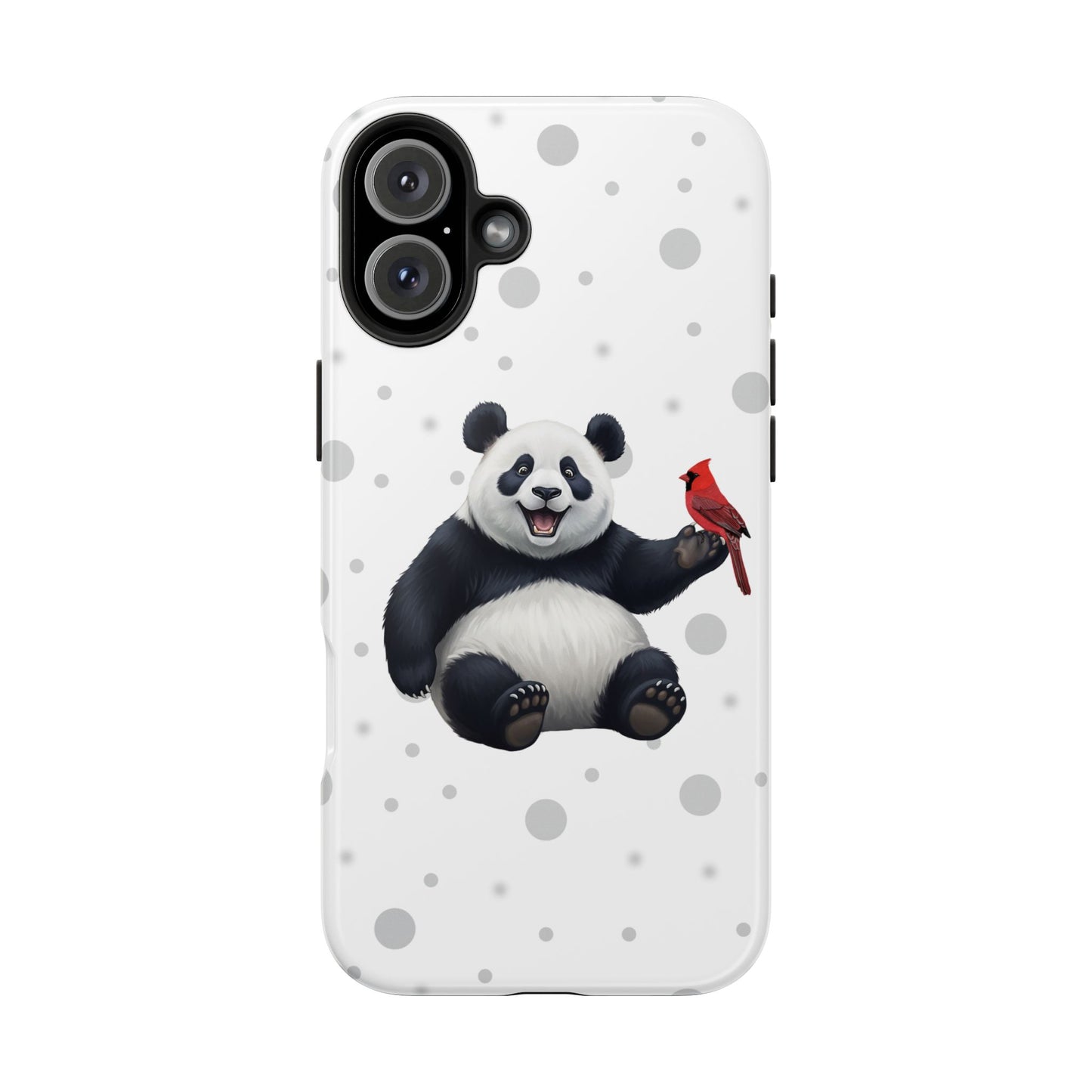 Cute Panda Bear with a Cardinal Animal iPhone Case - Dual-Layer PC/TPU Protective Cover for iPhone