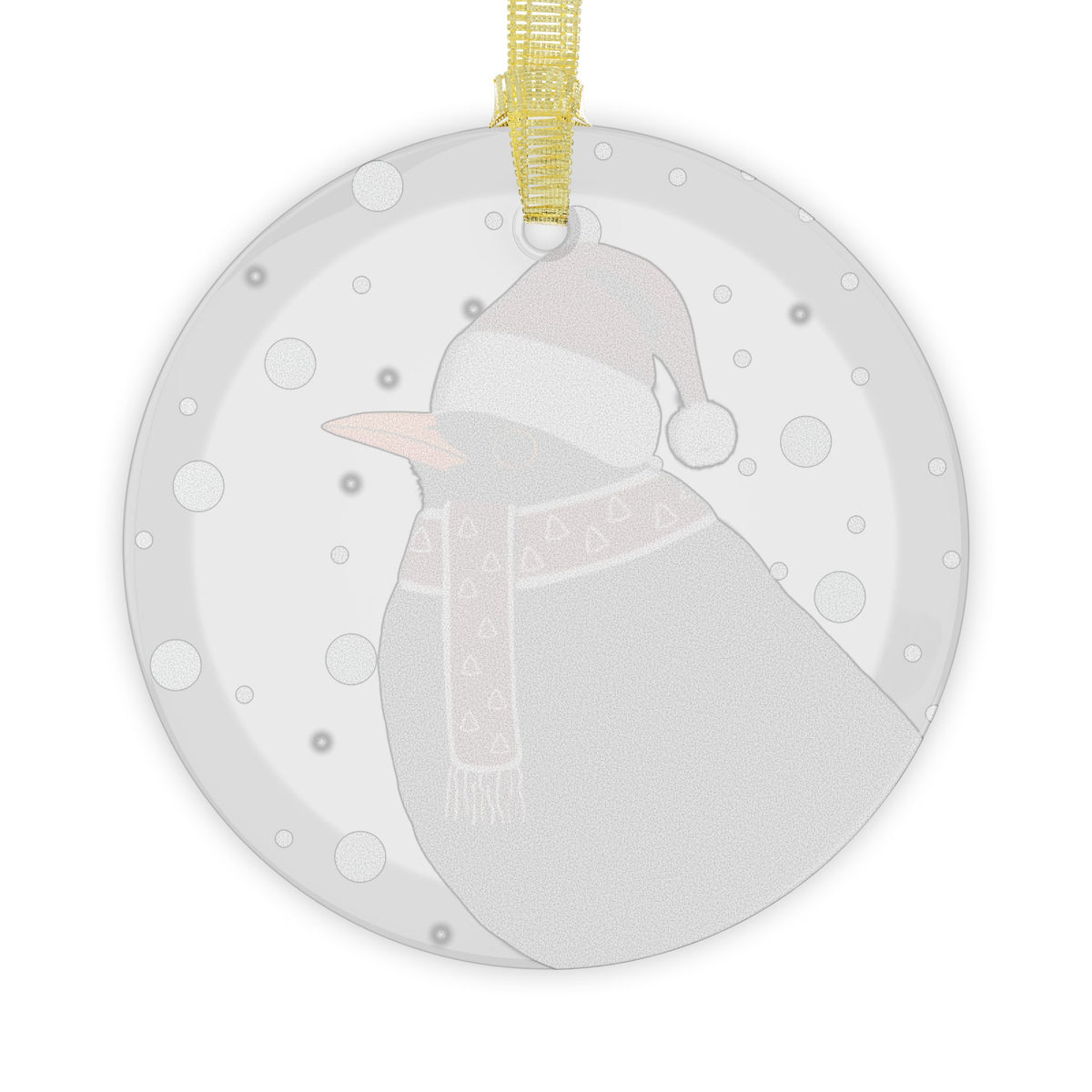 Blackbird as Santa Claus Christmas Bird Glass Ornament Transparent Ornaments –