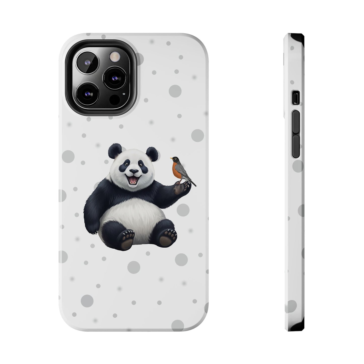 Cute Panda Bear with American Robin Animal iPhone Case - Dual-Layer PC/TPU Protective Cover for iPhone
