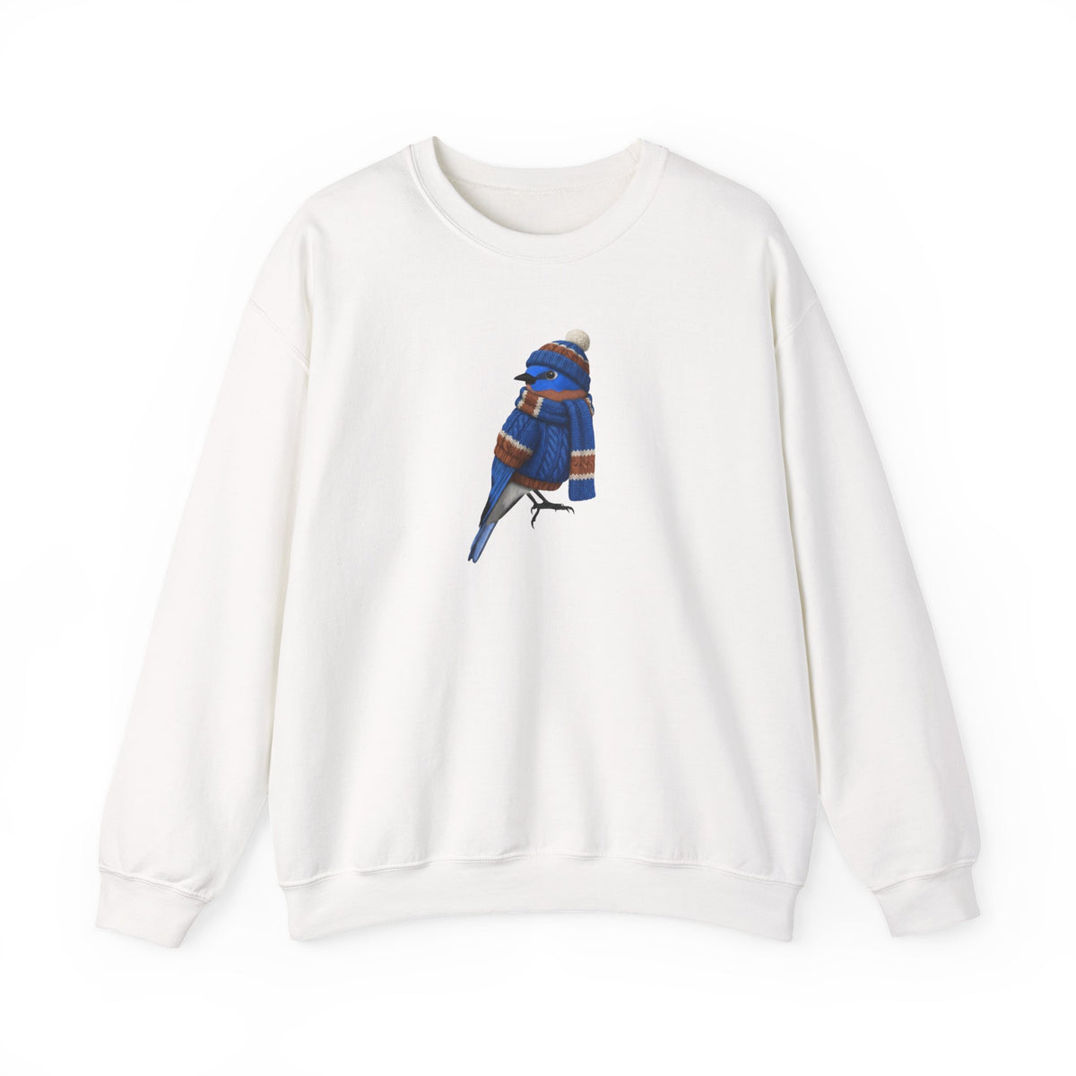 Bluebird Winter Sweatshirt | Bird Watcher Crewneck Unisex Songbirds Wearing Knit Gift for Lovers – Animal Lover Cozy