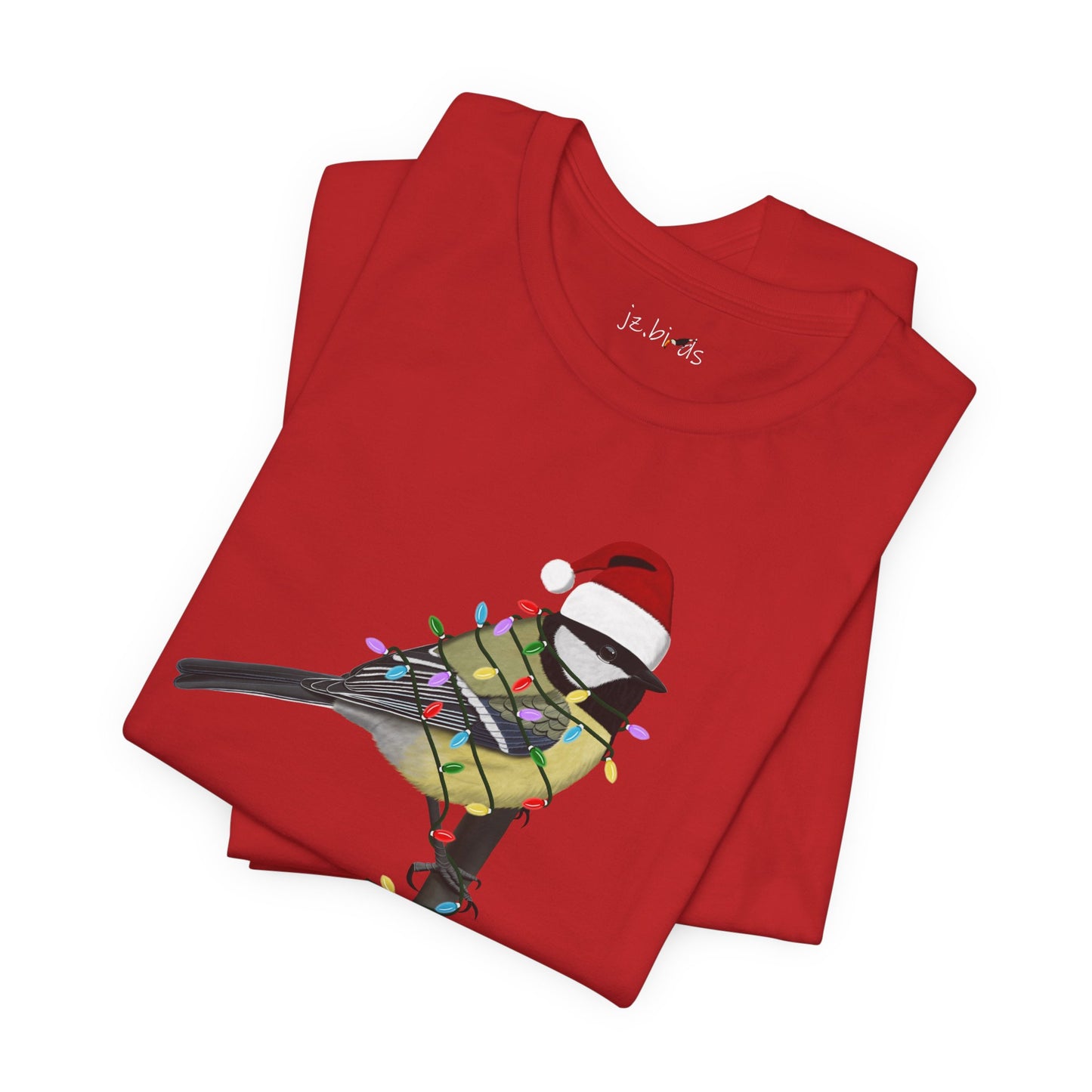 Chickadee with Fairy Lights Christmas Bird T-Shirt
