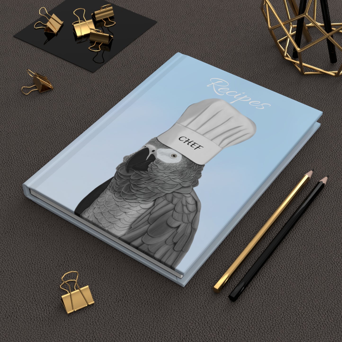 Grey Parrot Bird Hardcover Journal for Recipes 150 Pages A5 Bird Lovers & Bird Watchers