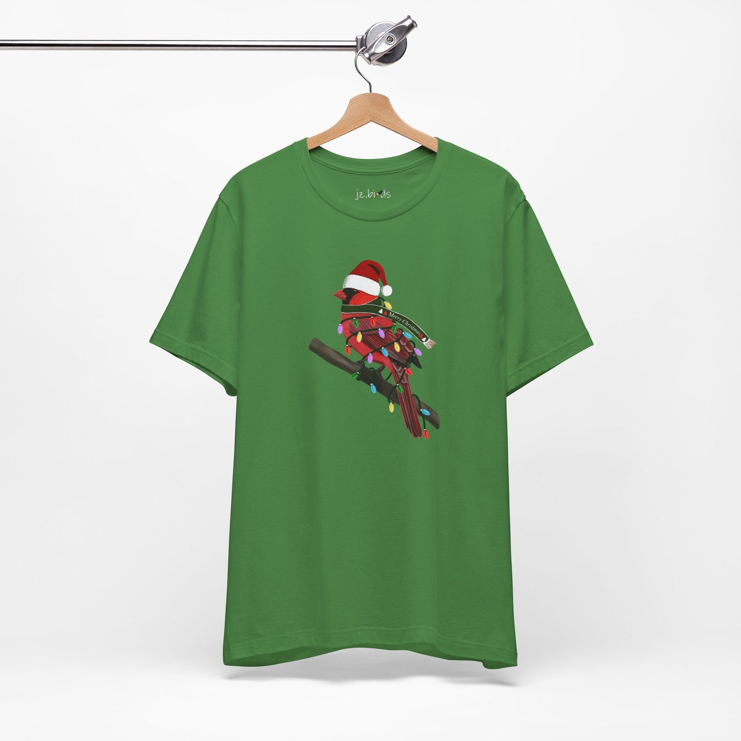 Cardinal with Fairy Lights Christmas Bird T-Shirt