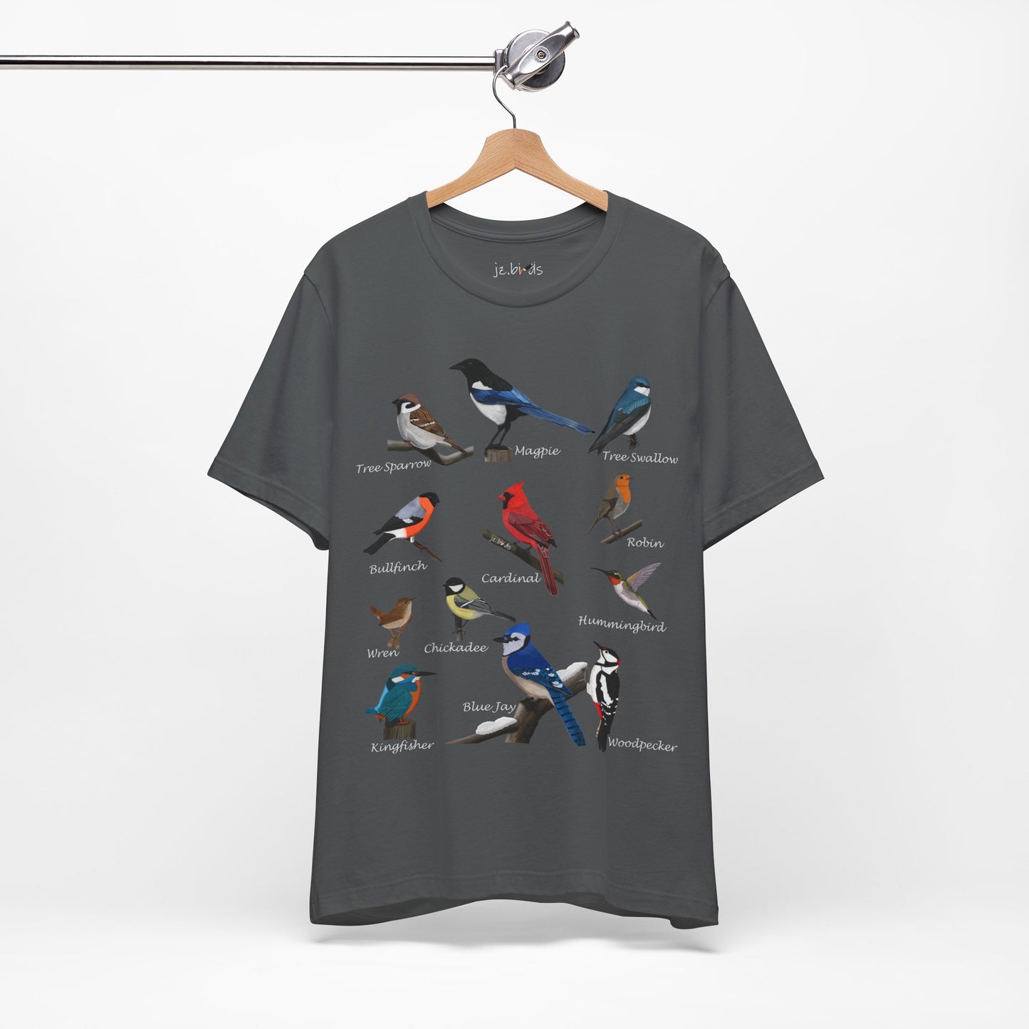 Garden Birds Blue Jay Cardinal Robin Chickadee Birding & Birdwatching Bird T-Shirt