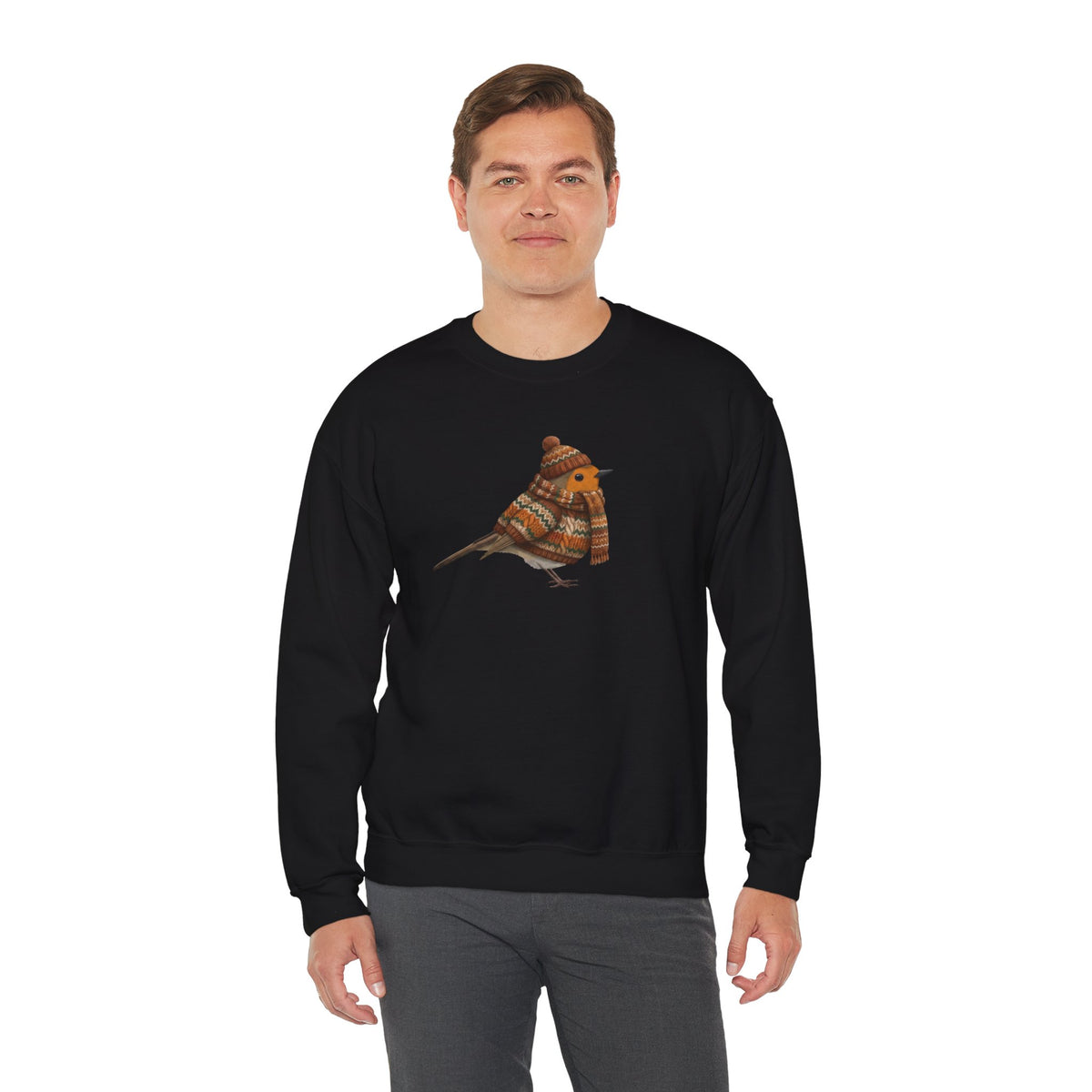 Robin Winter Sweatshirt | Bird Watcher Crewneck | Unisex Songbirds Wearing Knit Gift for Bird Lovers