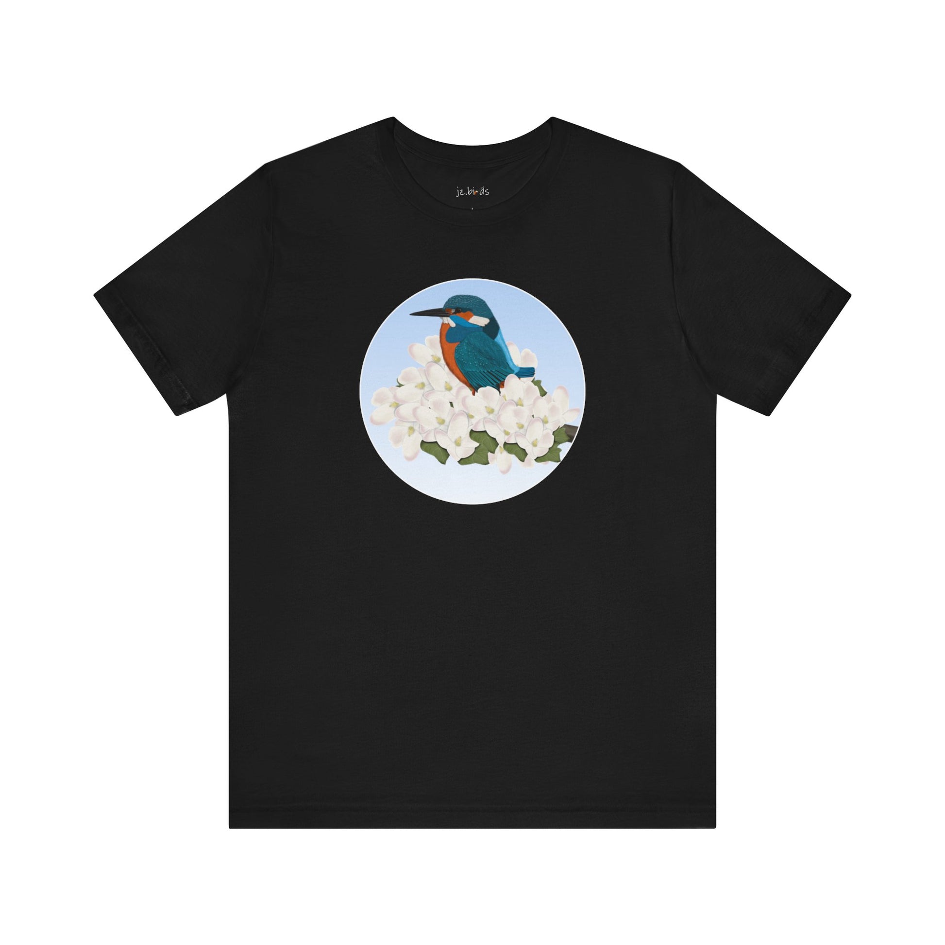 kingfisher bird t-shirt with apple spring blossoms