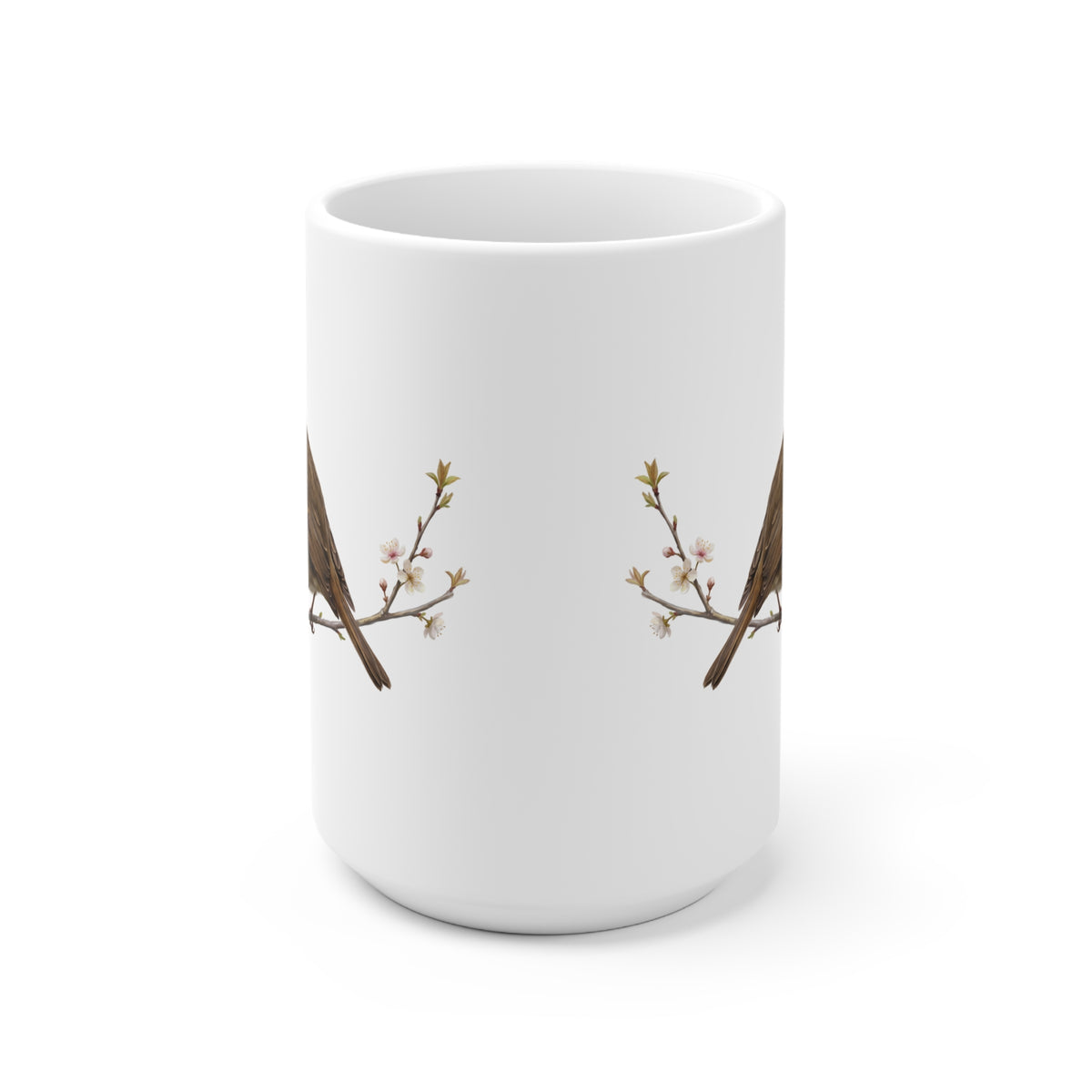 Rotkehlchen mit Ästling Premium Keramiktasse | Geschenk für Vogelbeobachter