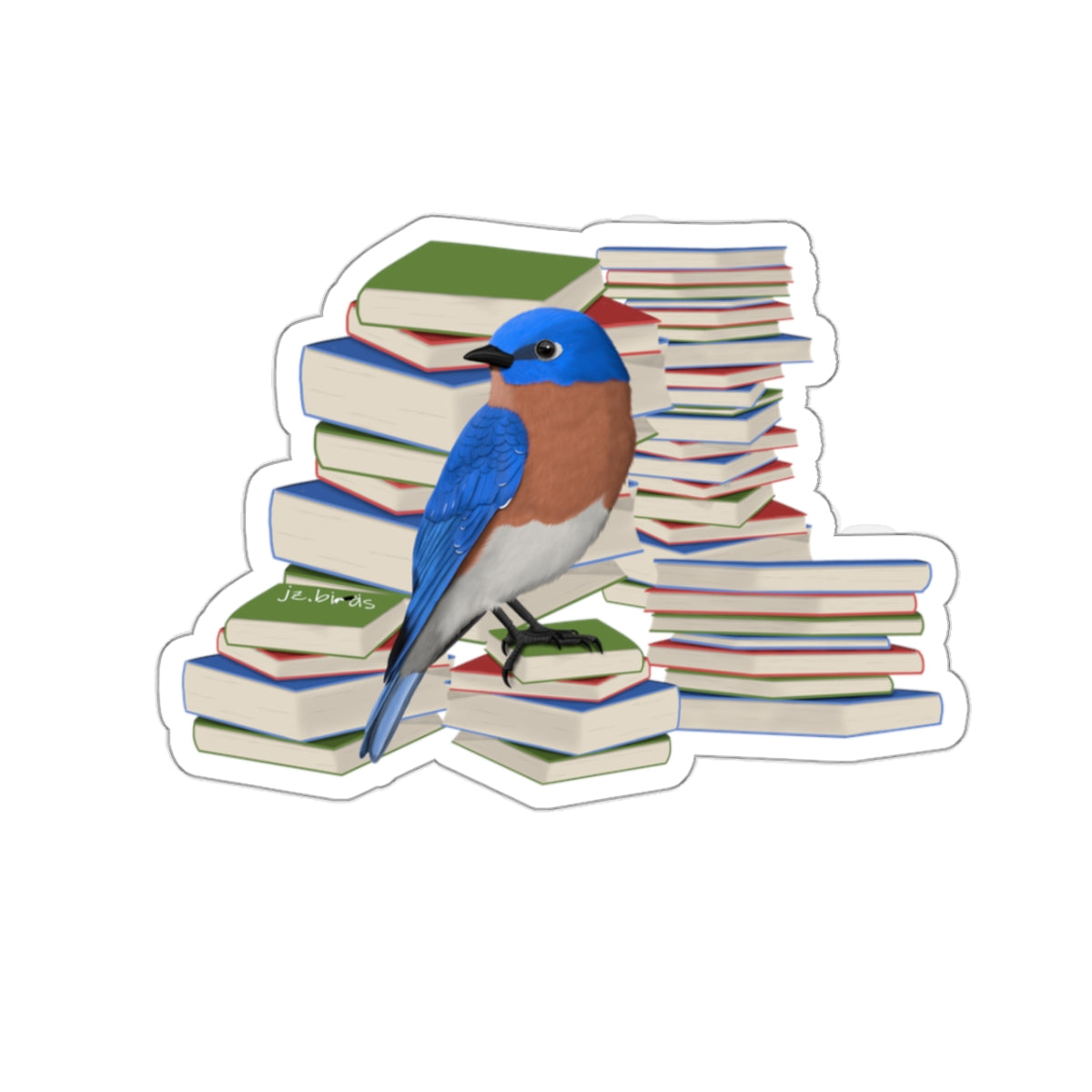 Bluebird Bird and Books Birdlover Bookworm Sticker – Fall Bestsellers, Paper products