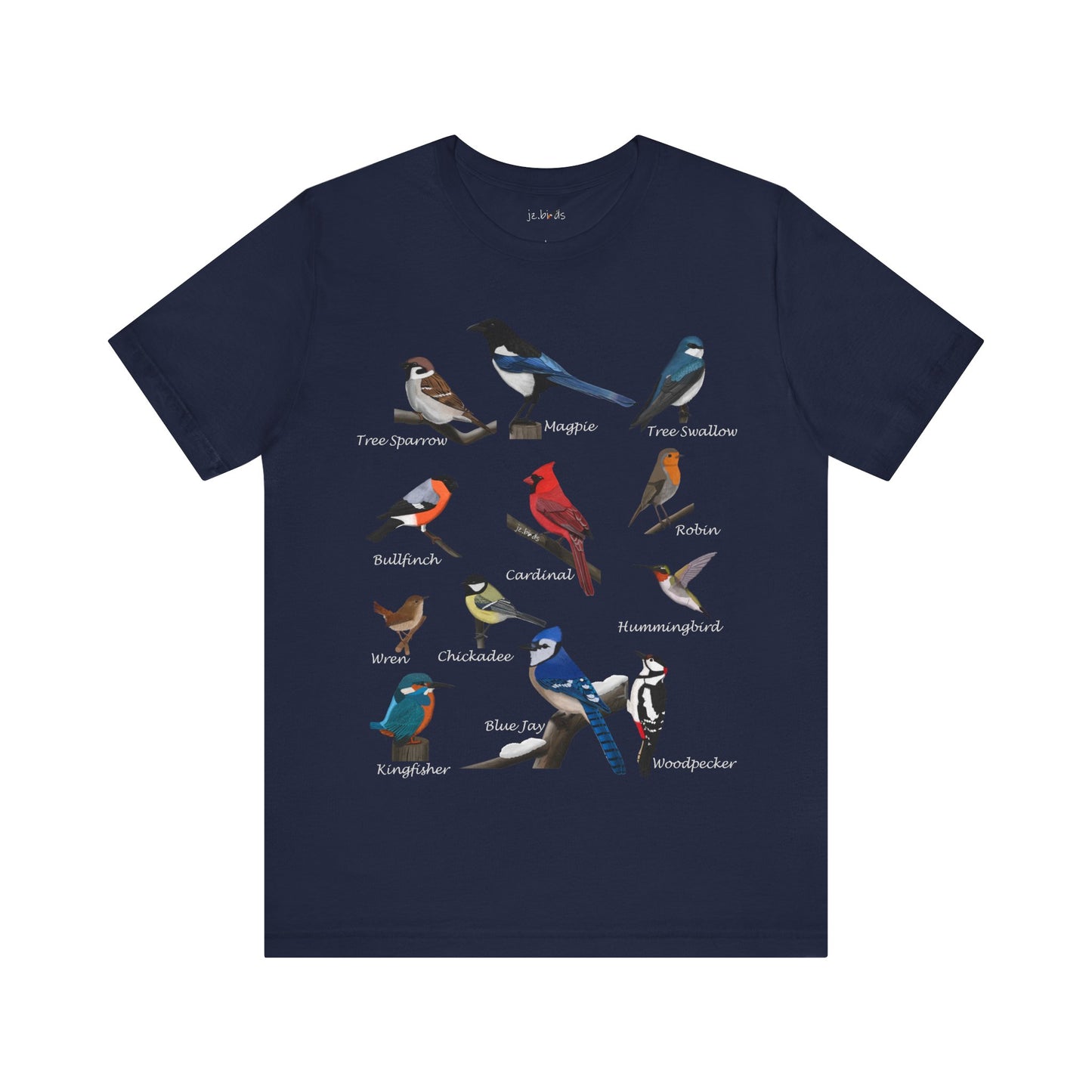 Garden Birds Blue Jay Cardinal Robin Chickadee Birding & Birdwatching Bird T-Shirt