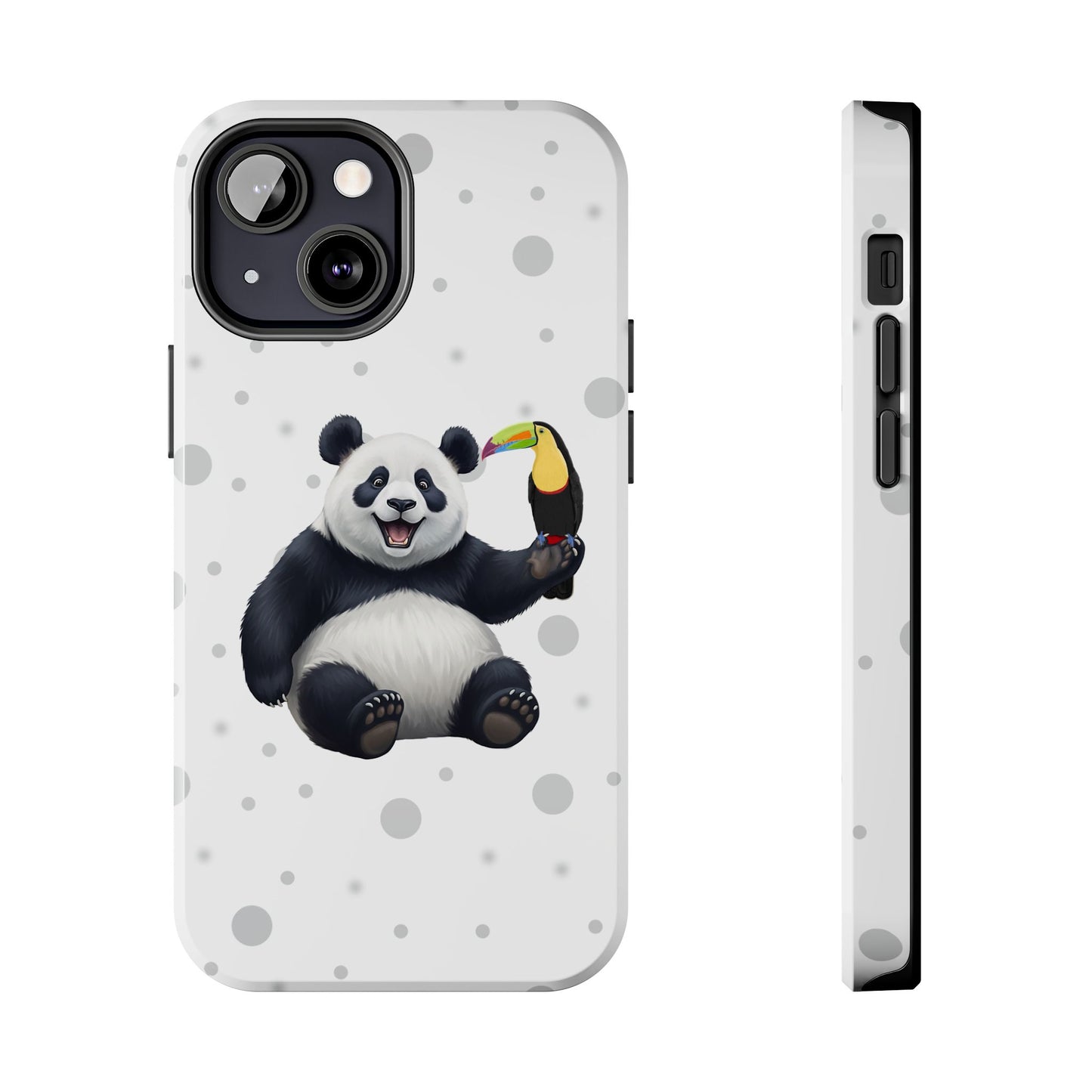 Cute Panda Bear with a Toucan Animal iPhone Case - Dual-Layer PC/TPU Protective Cover for iPhone