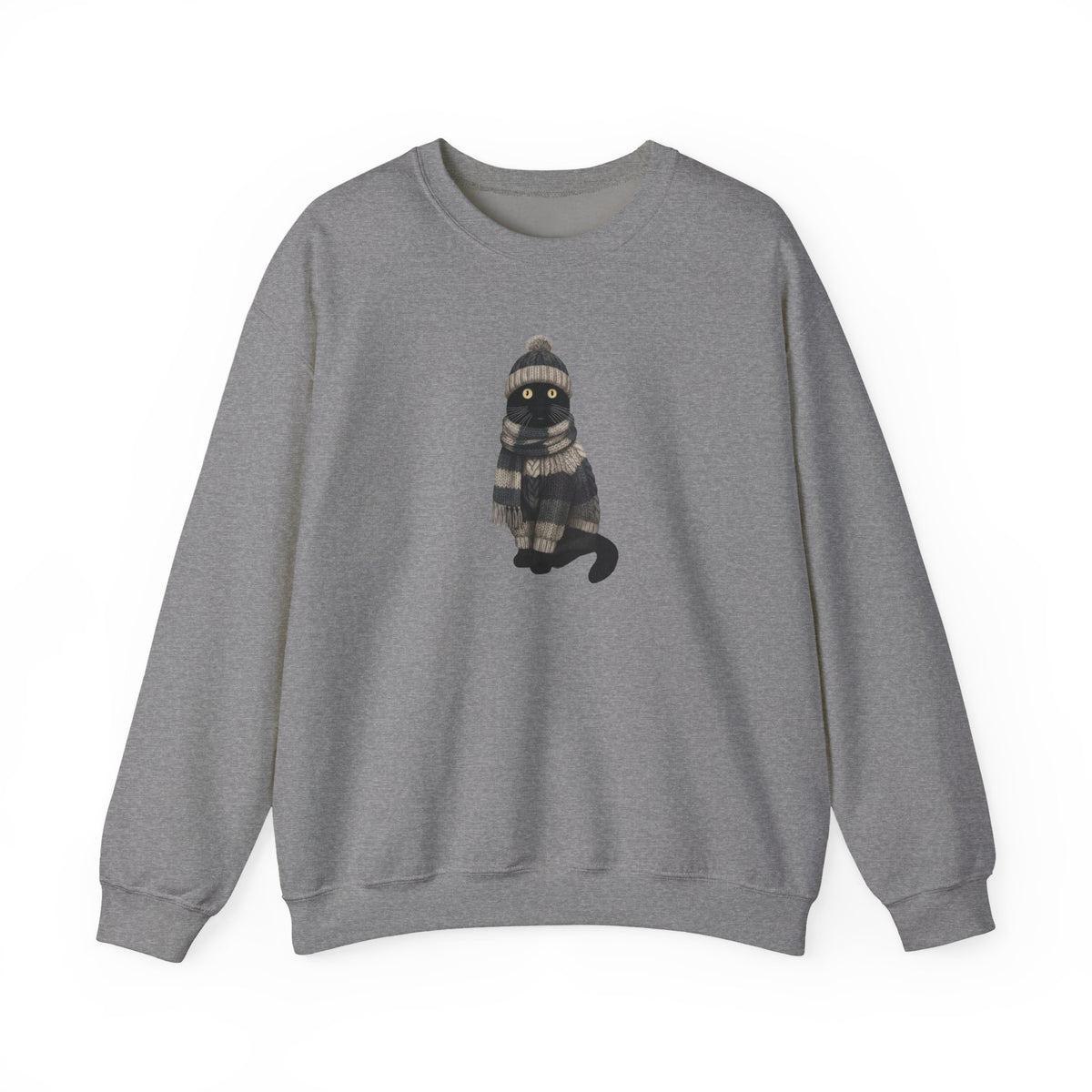 Cat Winter Sweatshirt | Lover Crewneck Unisex Wearing Knit Gift – Animal and Avian Enthusiast style