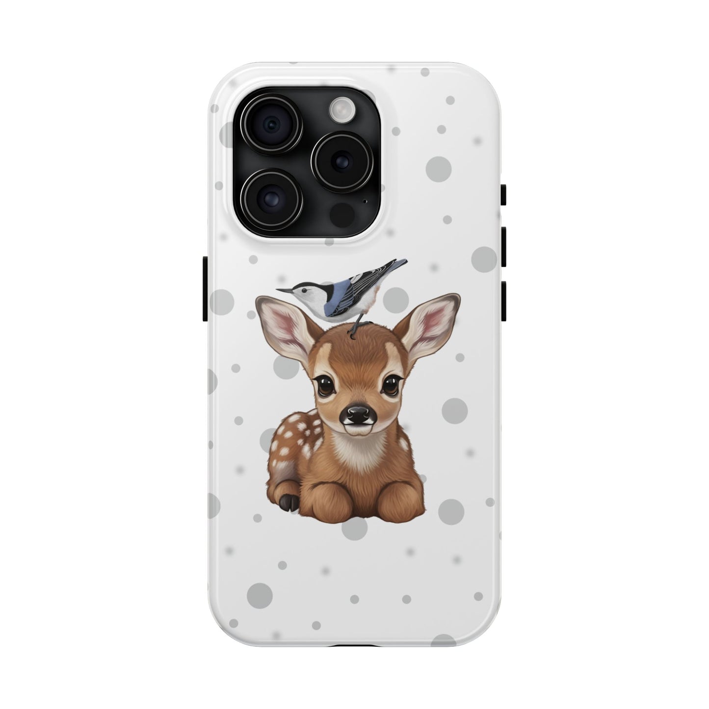 Cute Fawn with a Nuthatch Animal iPhone Case - Dual-Layer PC/TPU Protective Cover for iPhone