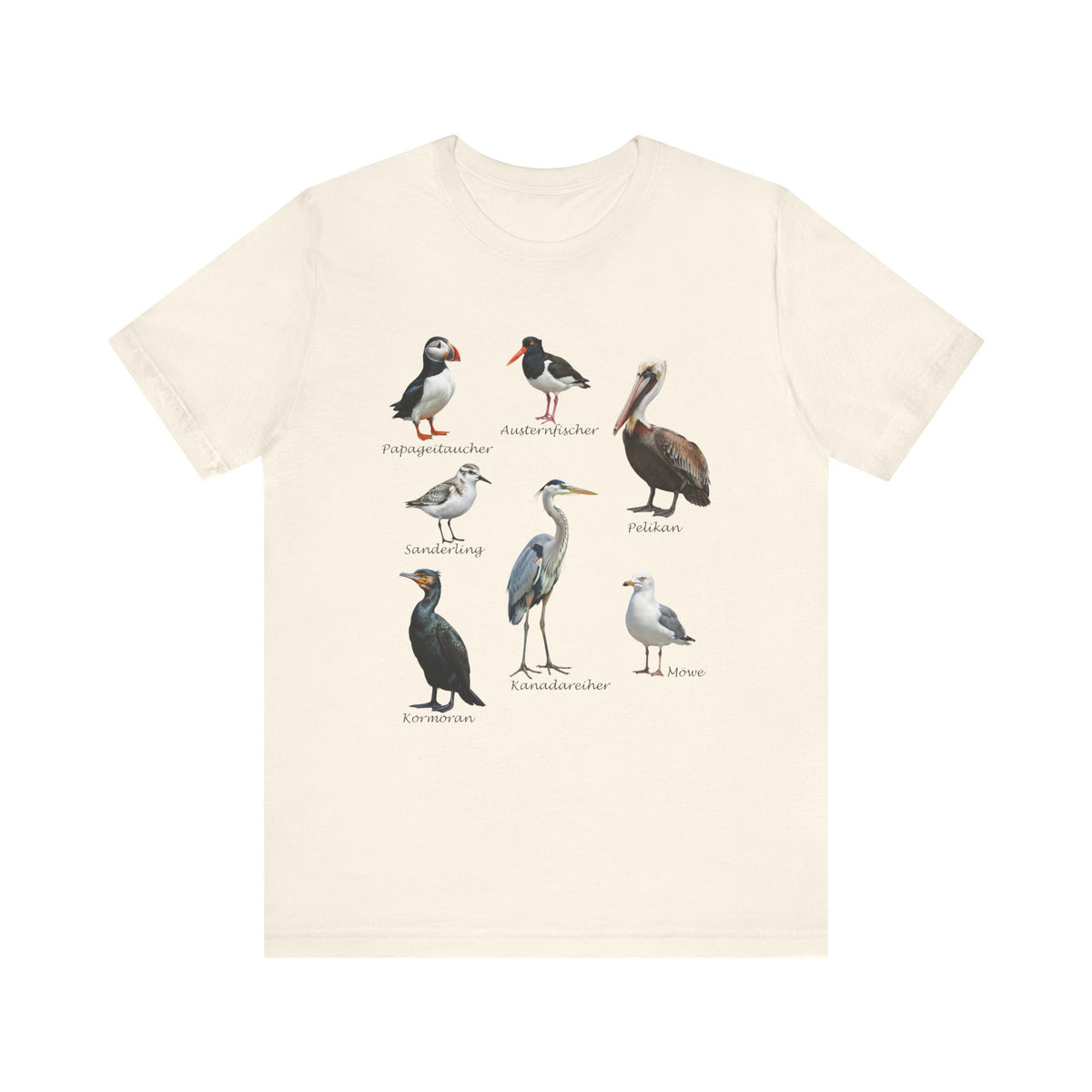 T-Shirt mit Küstenvögeln: Papageitaucher, Möwe & Co. | Vogelkunde Strandliebe – bird graphic tee, Vogel