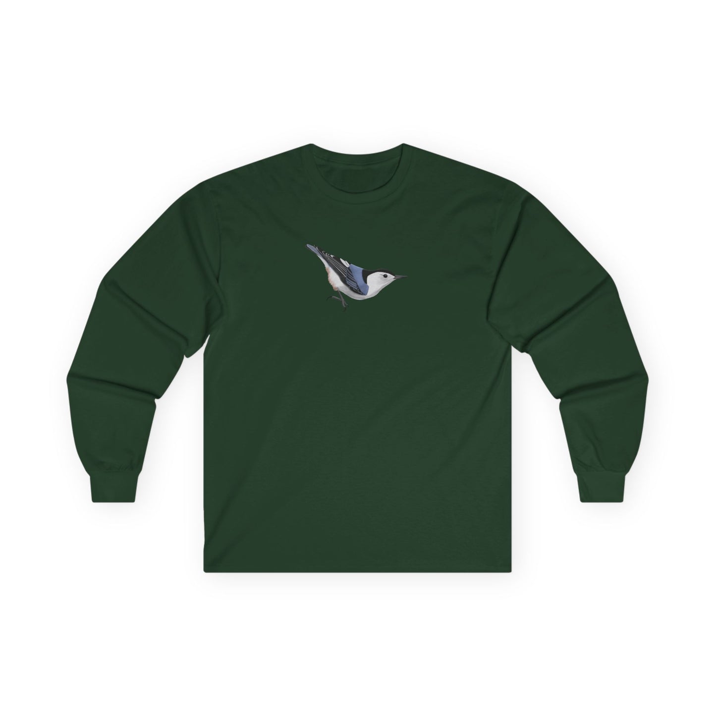 Nuthatch Birding & Birdwatching Bird Cotton Long Sleeve T-Shirt – Graphic Tee, Long-sleeve