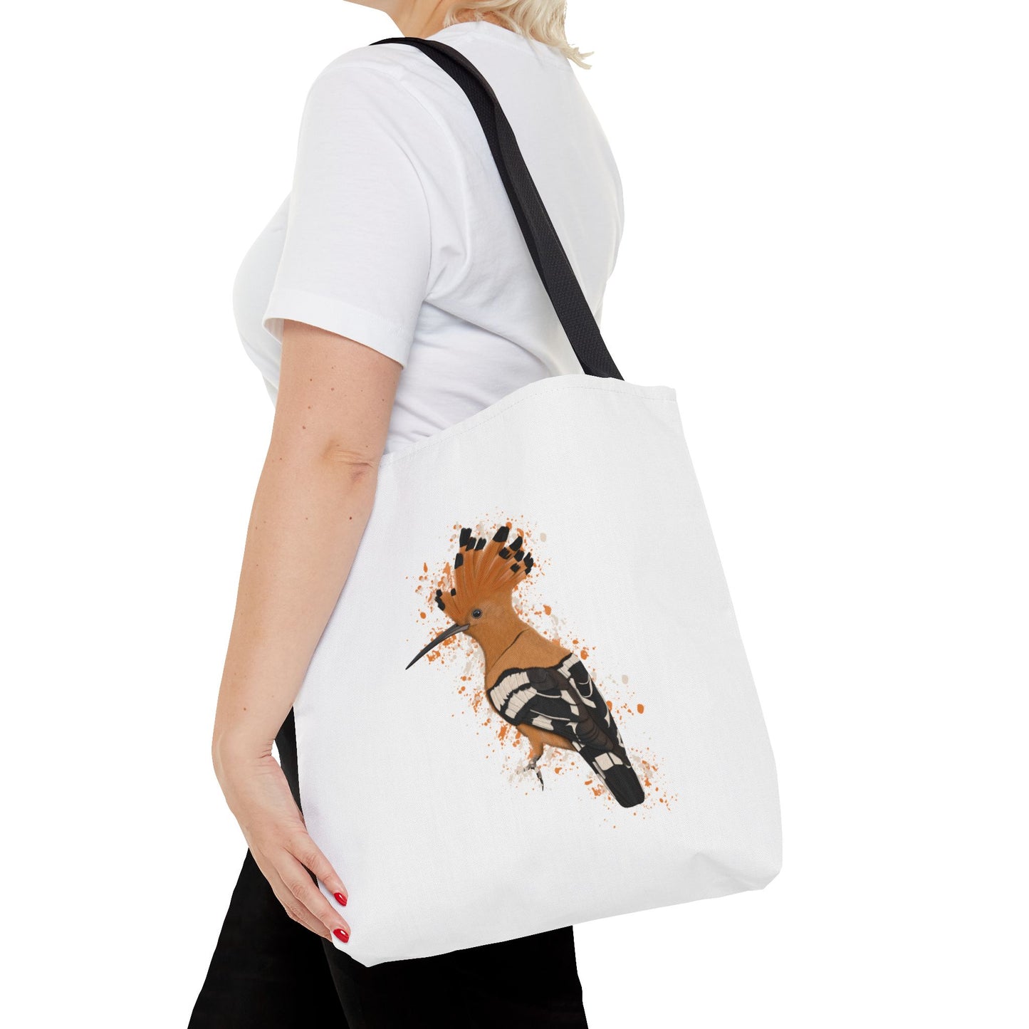 Wiedehopf Tragetasche 40x40cm Vogel Tasche Weiß für Vogelbeobachter