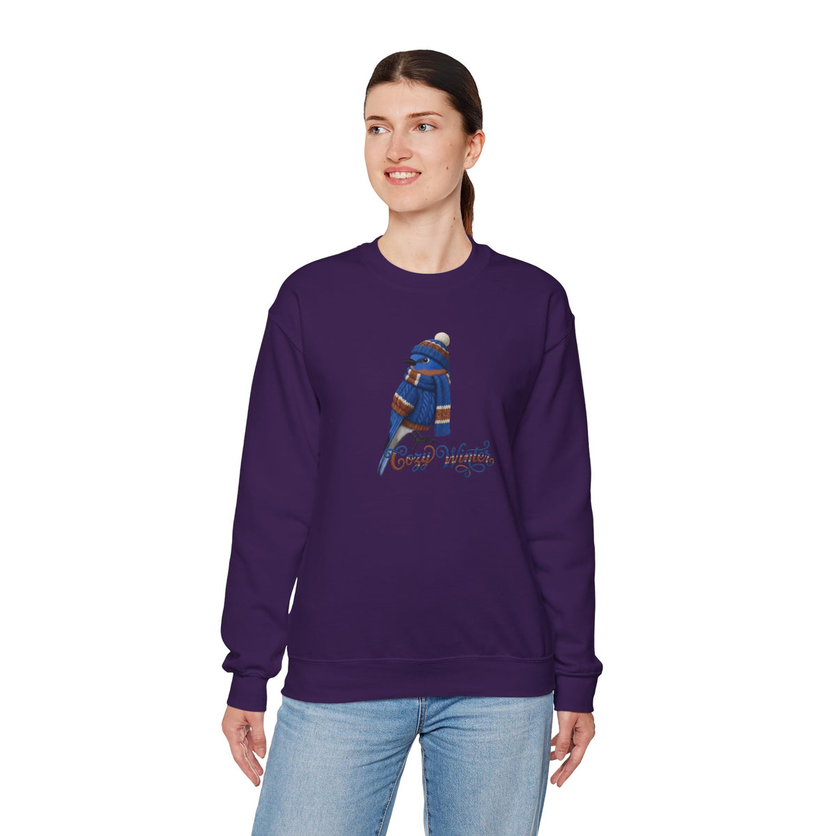 Bluebird Cozy Winter Sweatshirt | Bird Watcher Crewneck | Unisex Songbirds Wearing Knit Gift for Bird Lovers