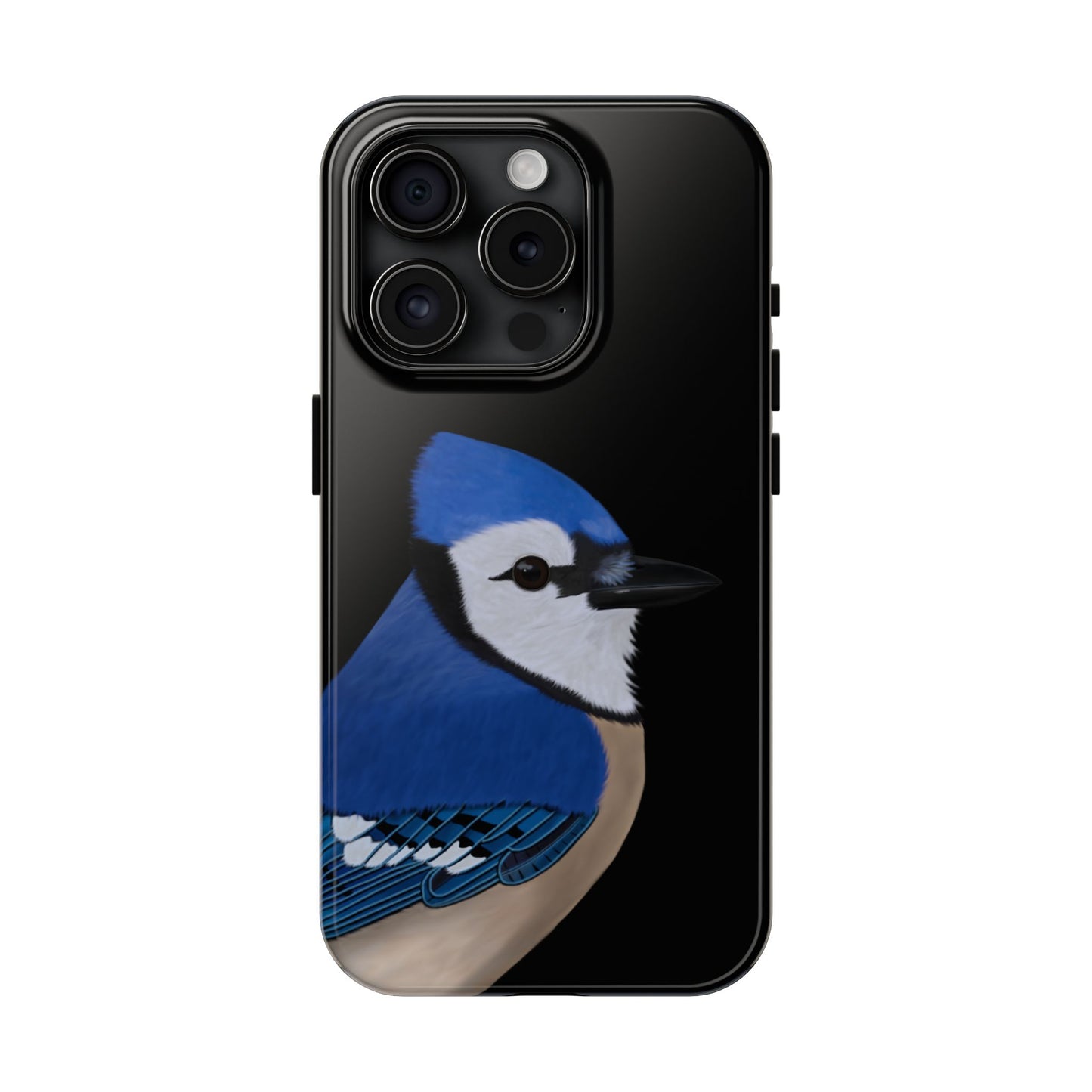 Blue Jay Bird Art Tough Phone Case Black