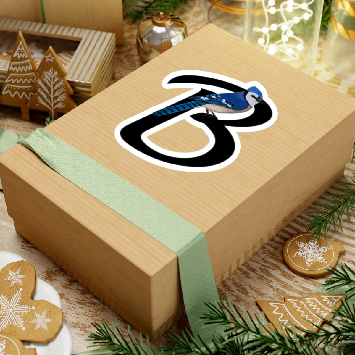 Blue Jay Letter B Bird Kiss-Cut Sticker