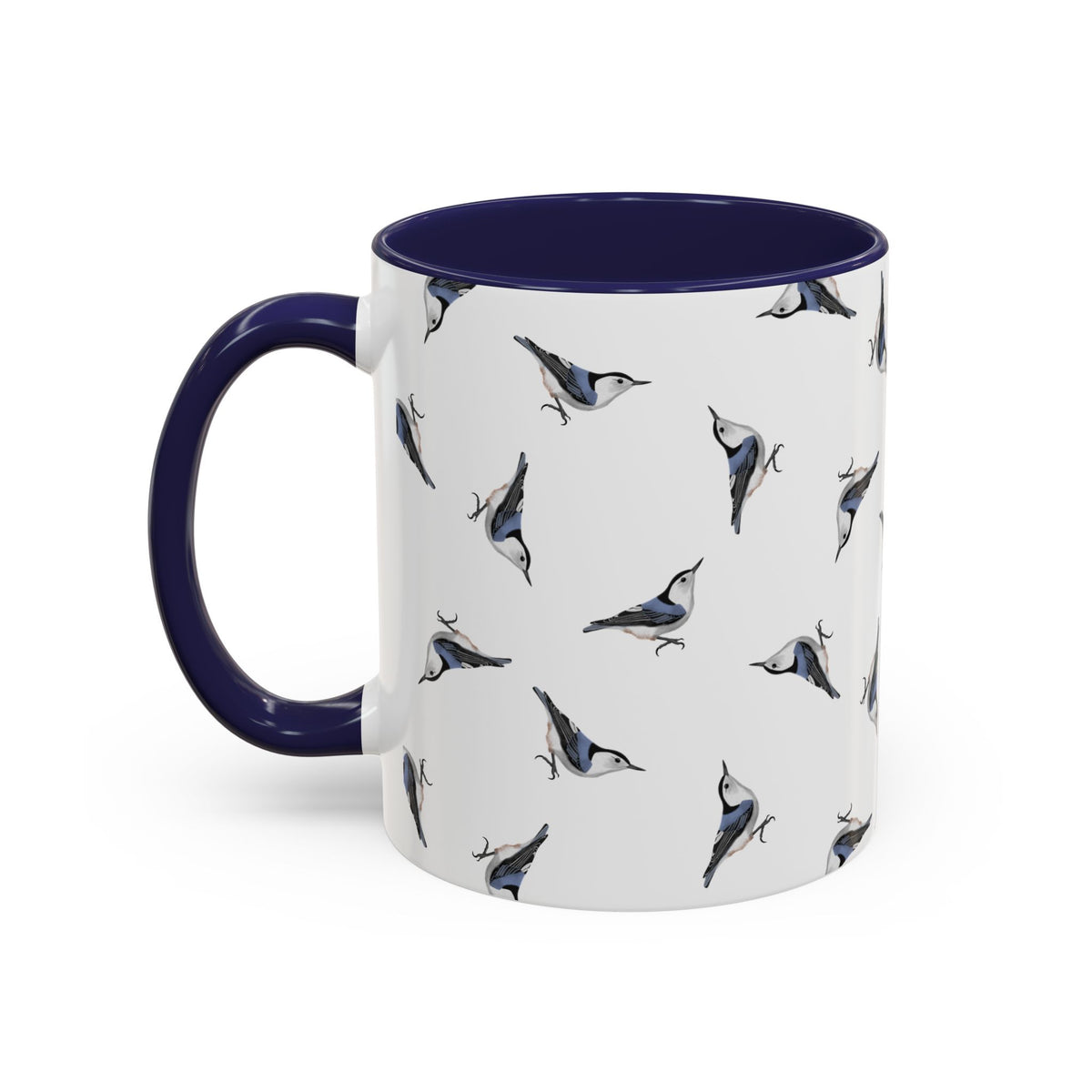 Nuthatch All-Over Pattern Accent Mug | Colorful Bird Lover Gift for Birdwatchers