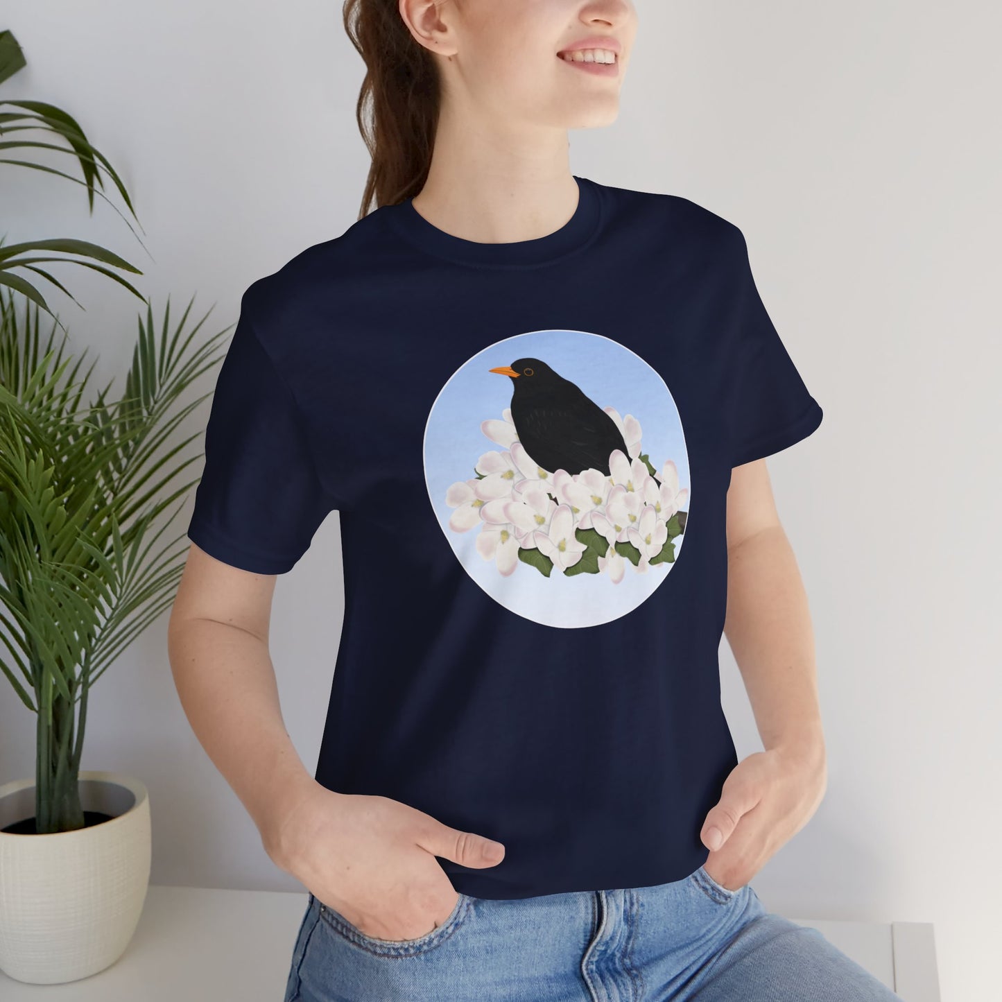 Blackbird and Spring Apple Blossoms Bird T-Shirt