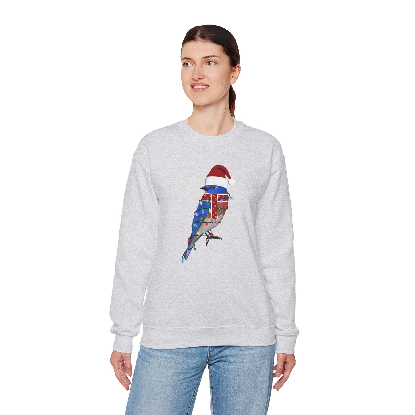 Bluebird with Fairy Lights Santa Claus Christmas Bird Sweatshirt