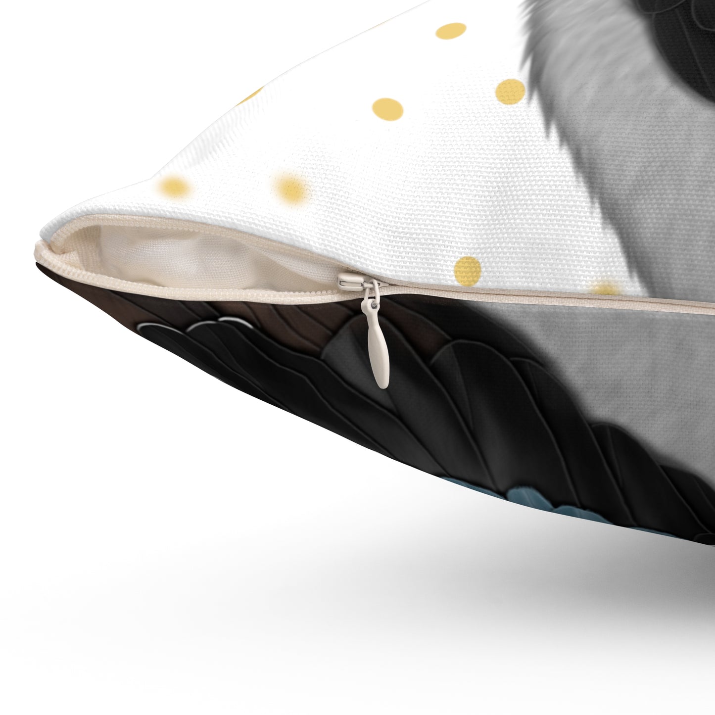 Kookaburra Golden Dots Birdlover Bird Throw Pillow 16"x16" White