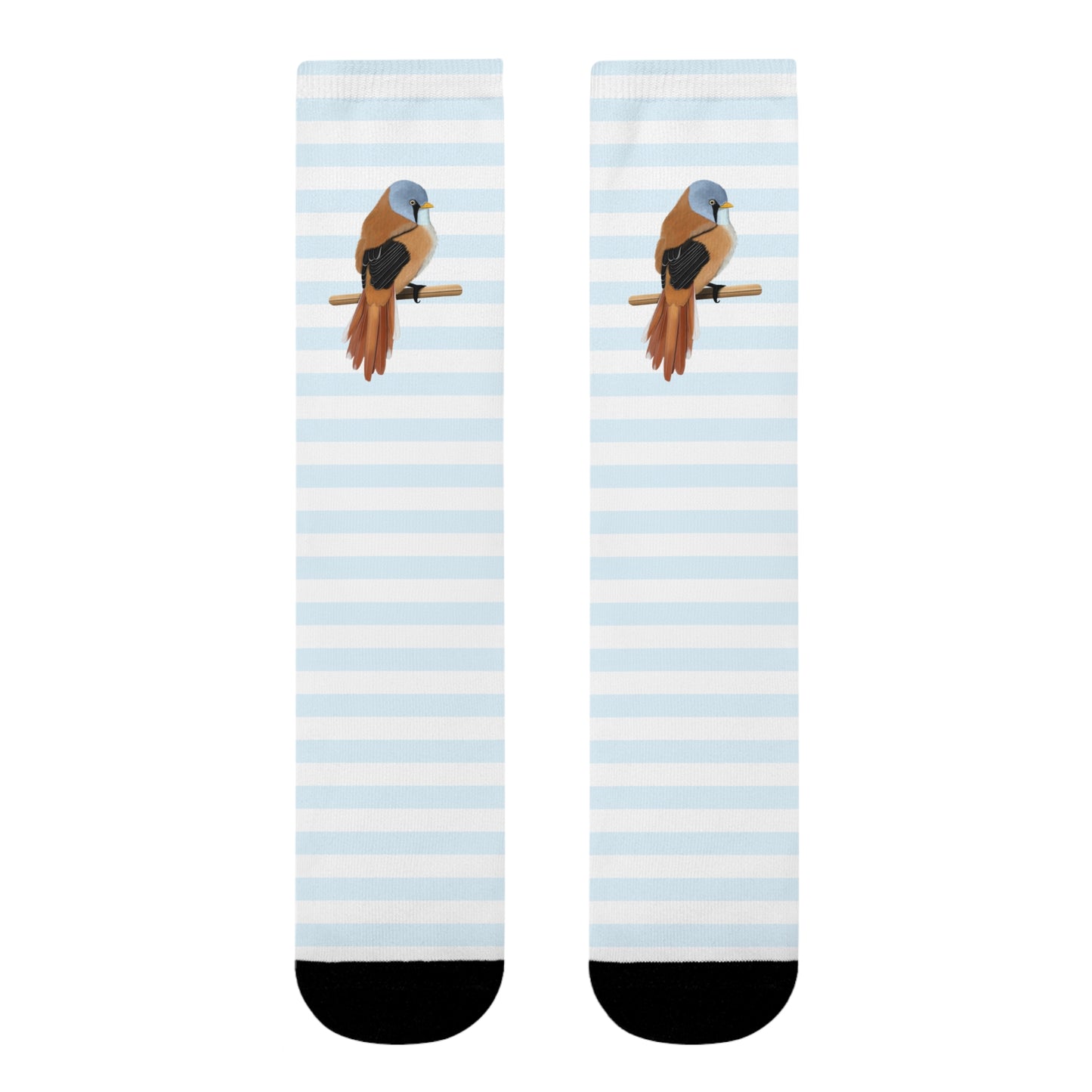 Bartmeise Vogel Socken mit Blau Weißen Streifen für Vogelfreunde & Vogelbeobachter