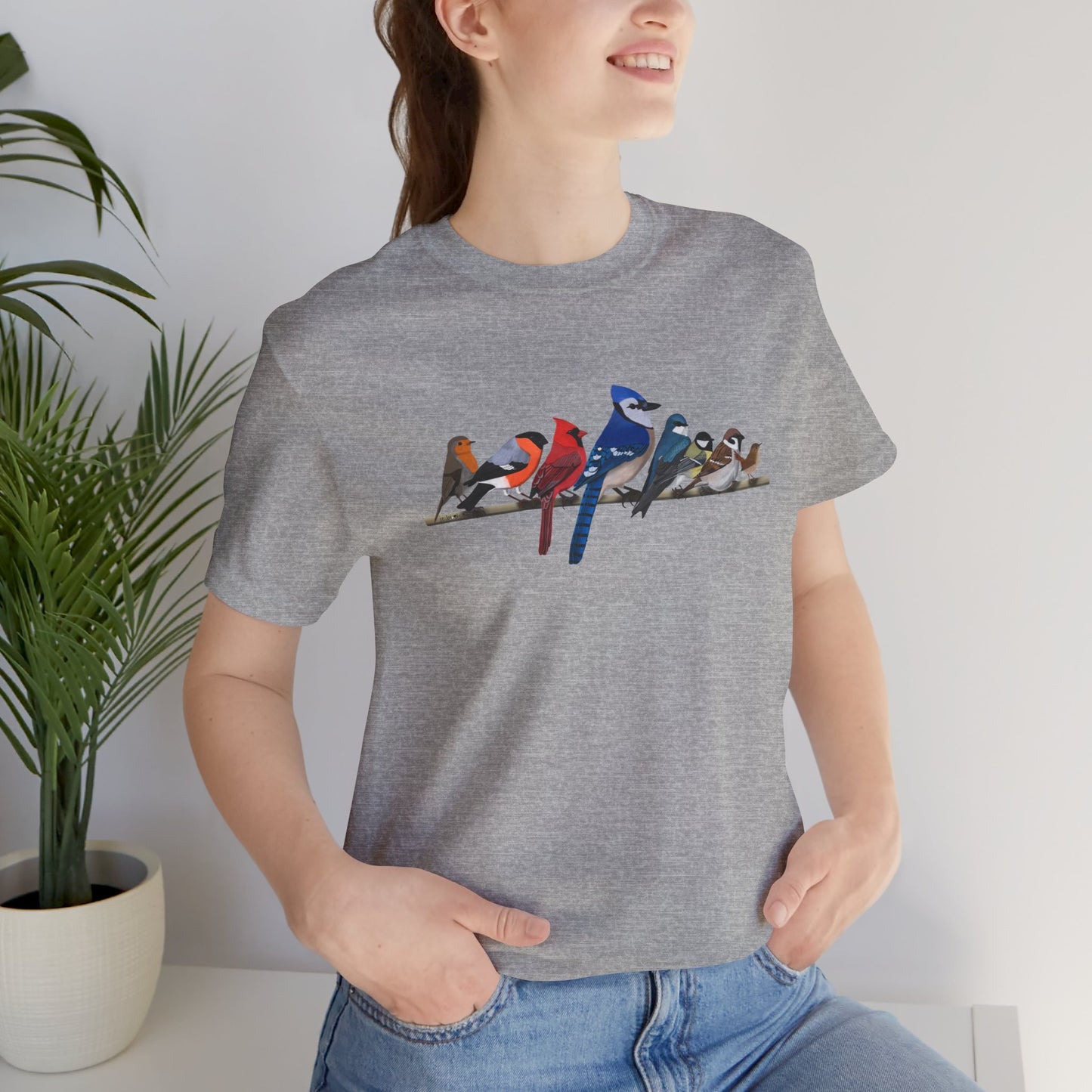 Blue Jay Cardinal Robin Garden Birds on a Branch Birding & Birdwatching Bird T-Shirt