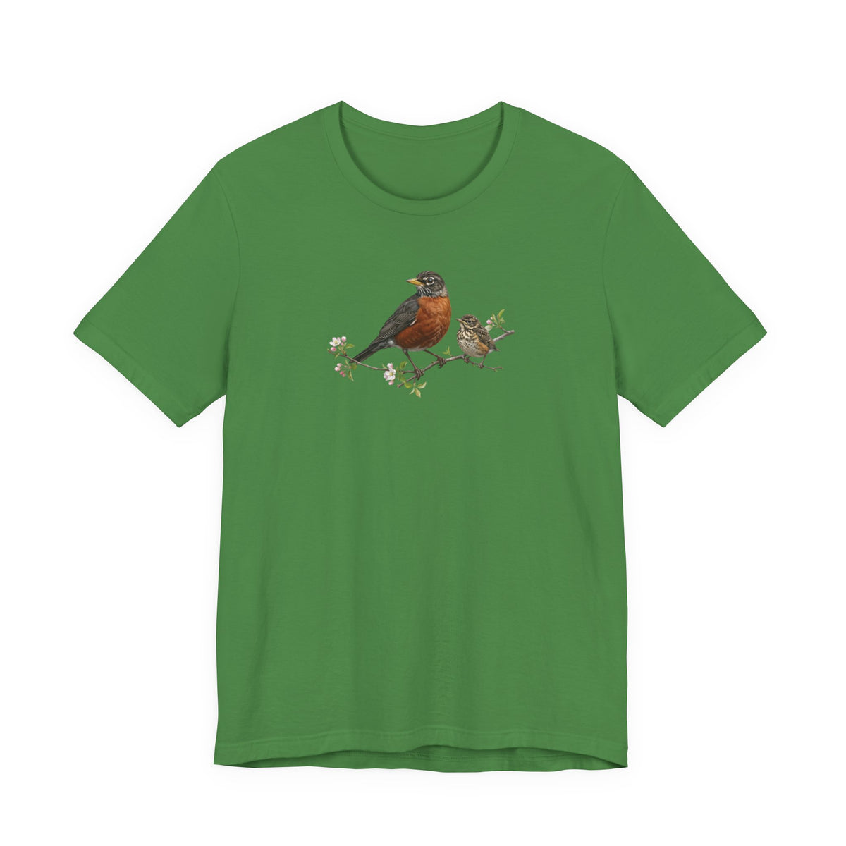 American Robin & Fledgling T-Shirt | Spring Blossoms Unisex Graphic Tee