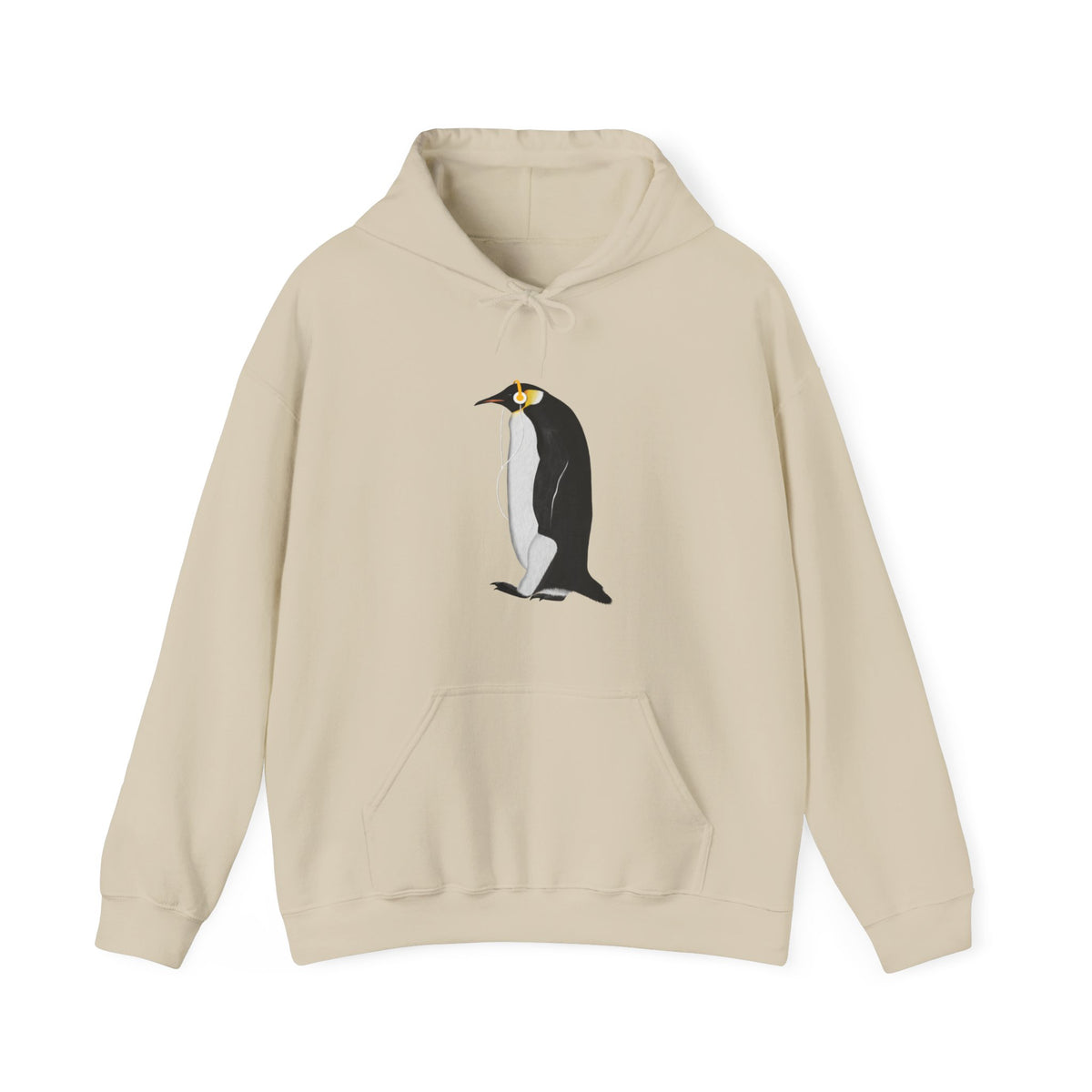 Penguin with Music Headphones Bird Birdwatching Birdlover Hoodie – DTG,