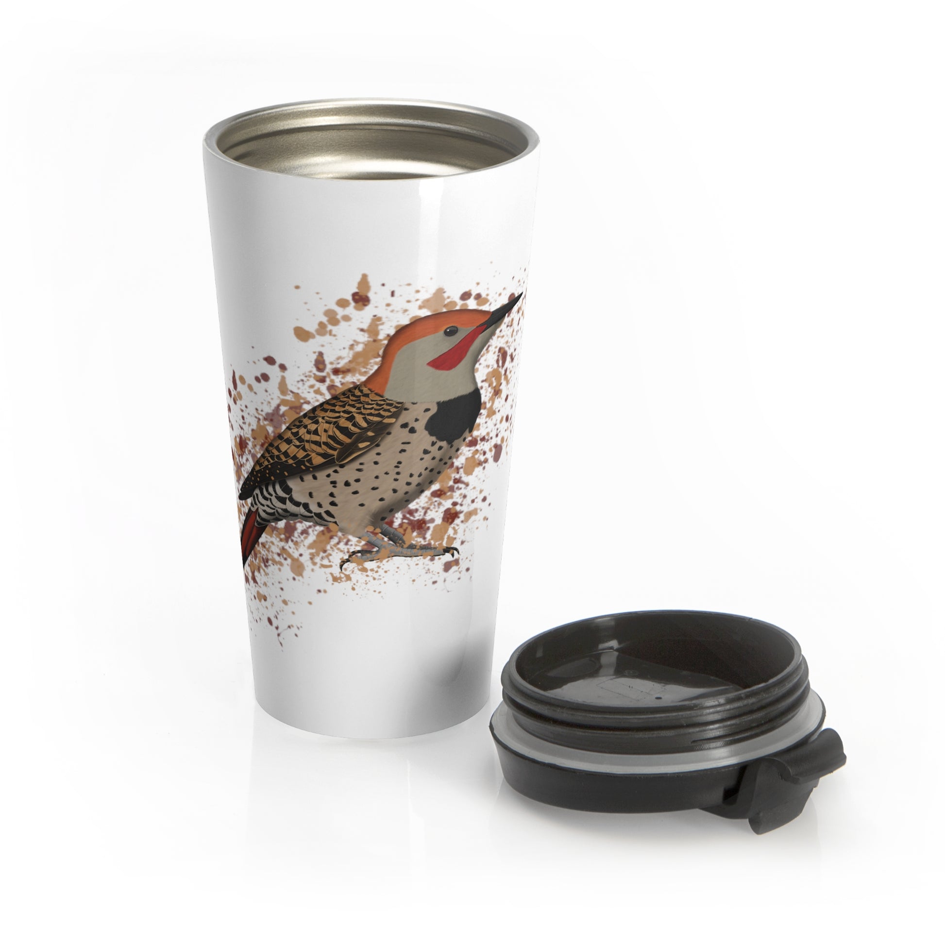 Northern Flicker Bird White Stainless Steel Travel Mug 15oz