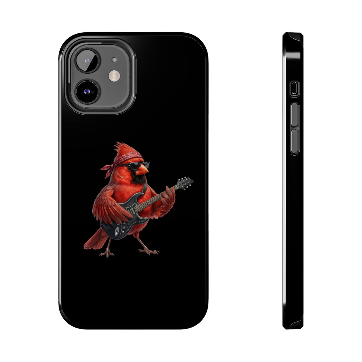 Cardinal with Guitar iPhone Case – Premium Tough Phone Cover Black – animal lover,