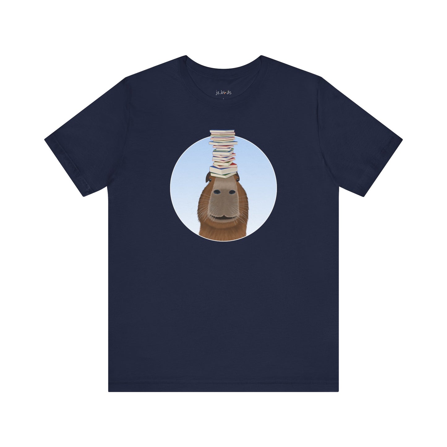 Capybara with Books Funny T-Shirt